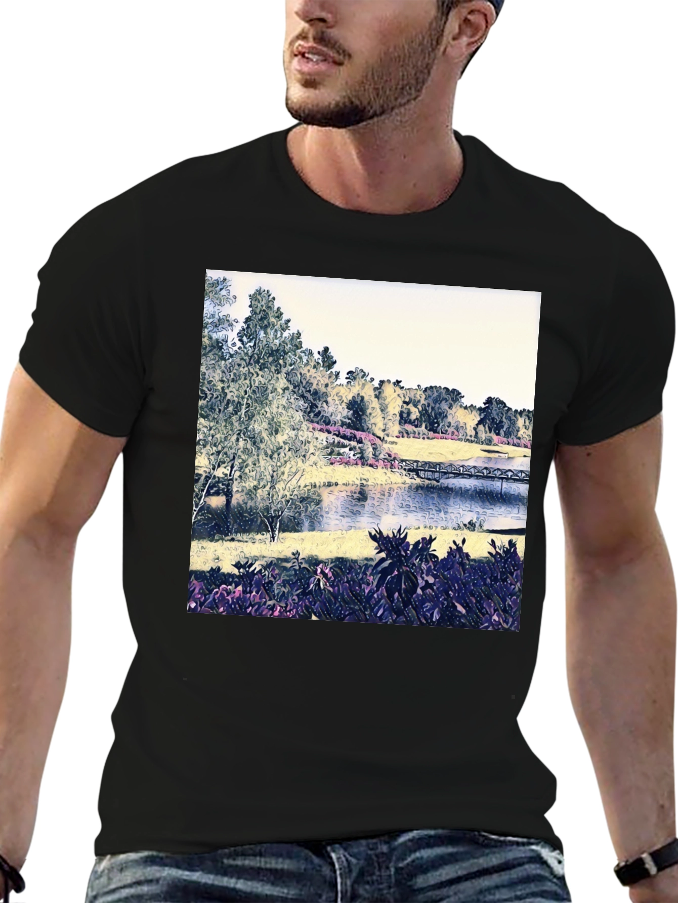 Scenic Lake View Graphic Tee - Nature Inspired Design