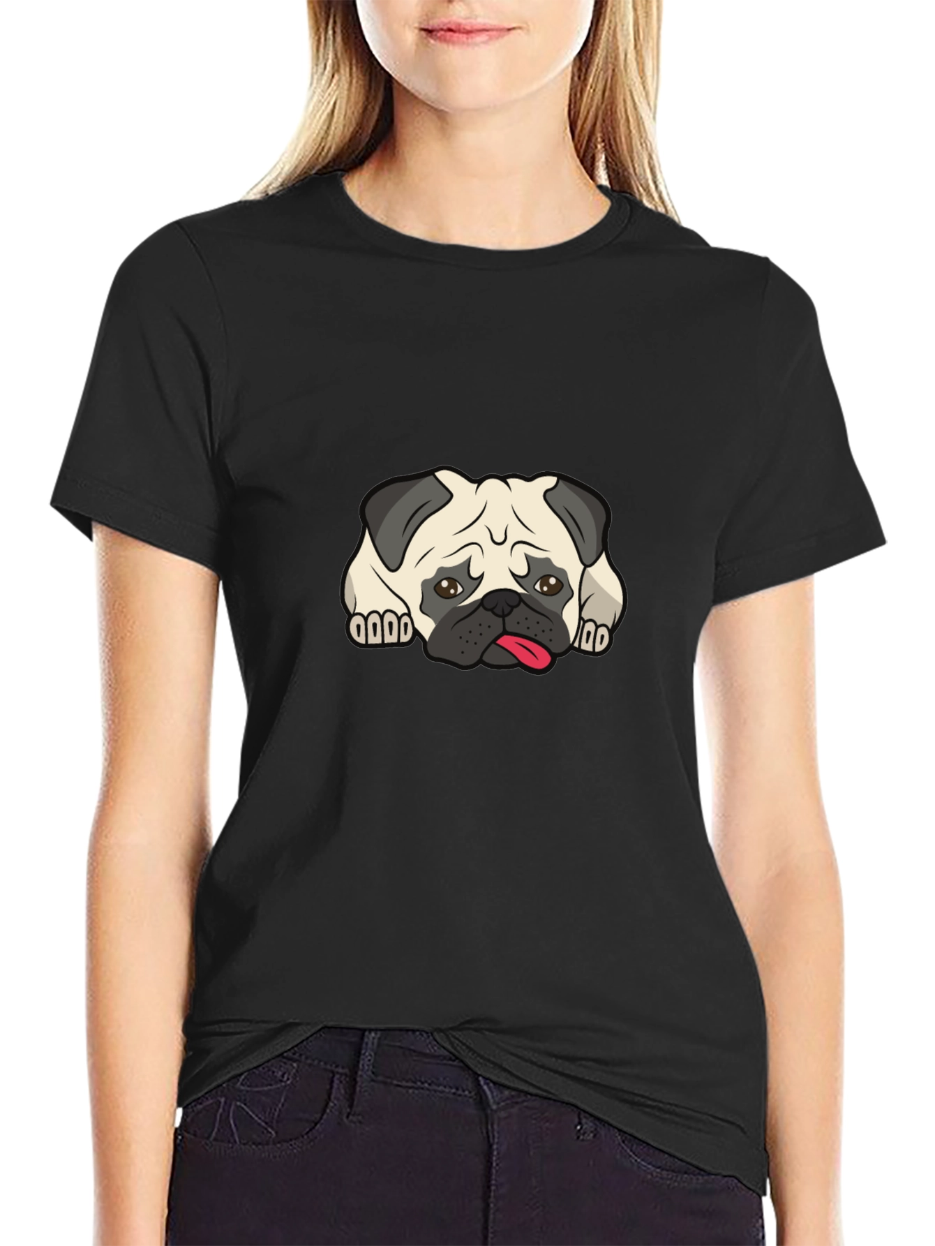 Pug Graphic Black T-Shirt - Mens Casual Tee