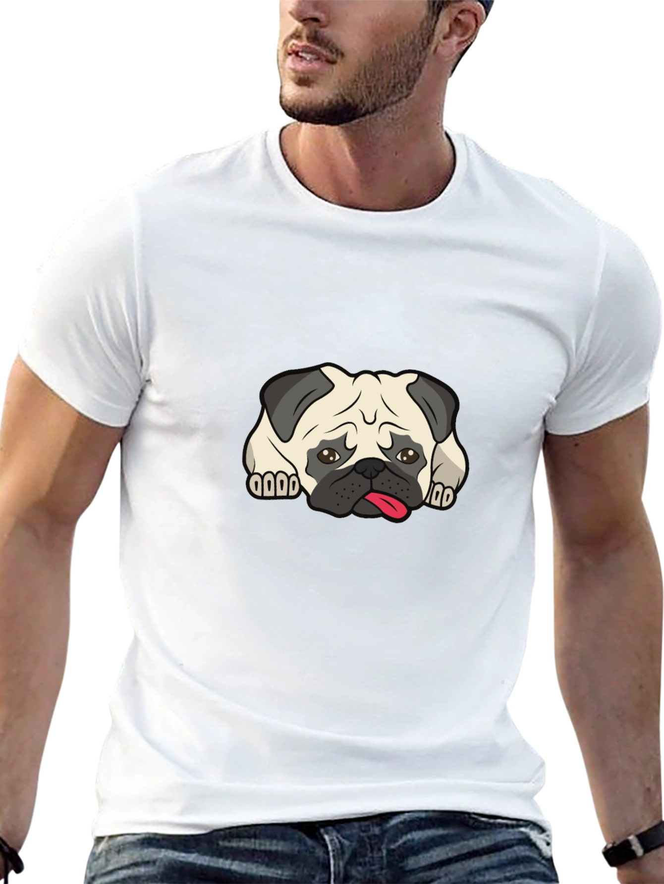Pug Graphic Black T-Shirt - Mens Casual Tee