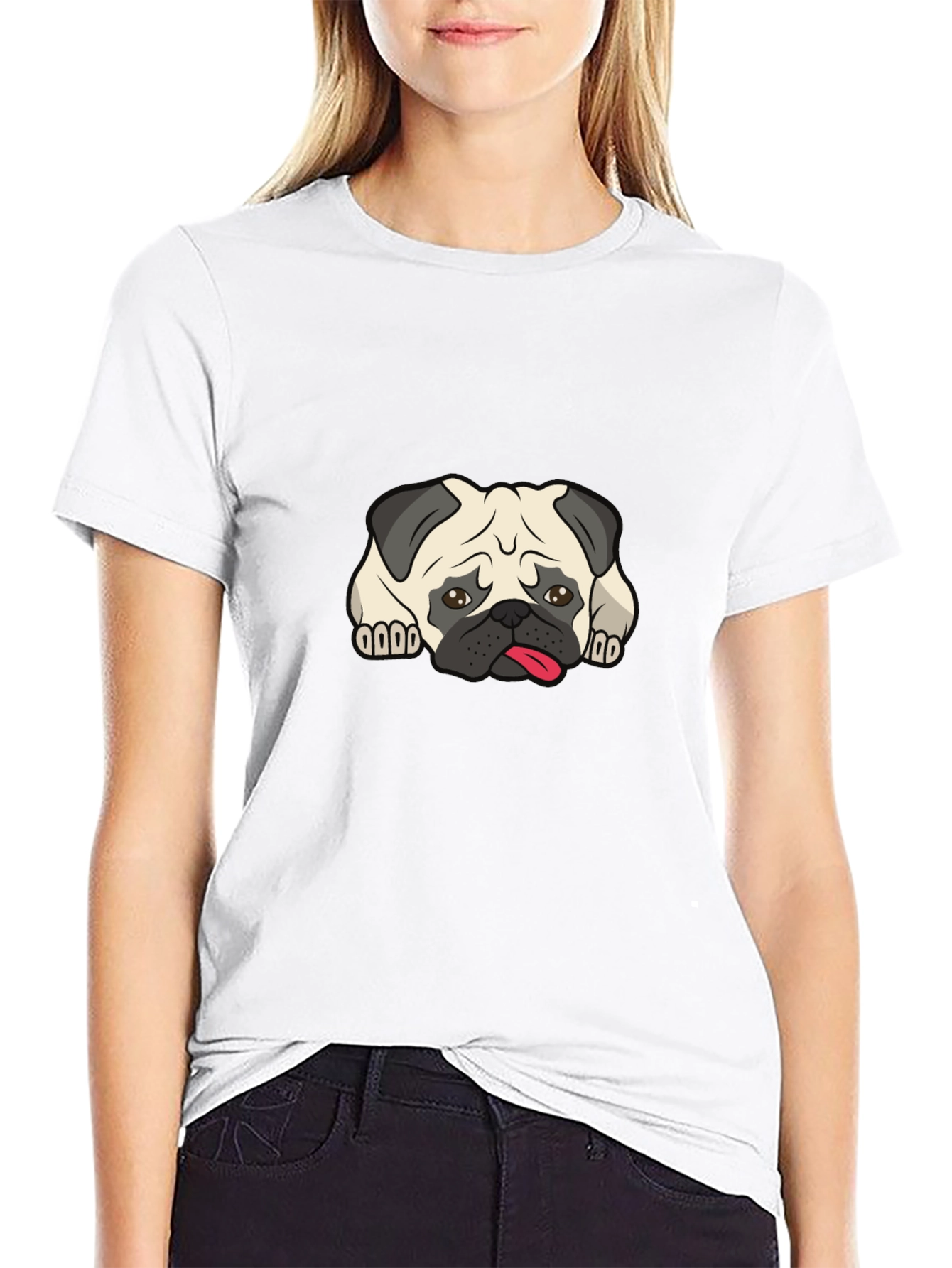 Pug Graphic Black T-Shirt - Mens Casual Tee