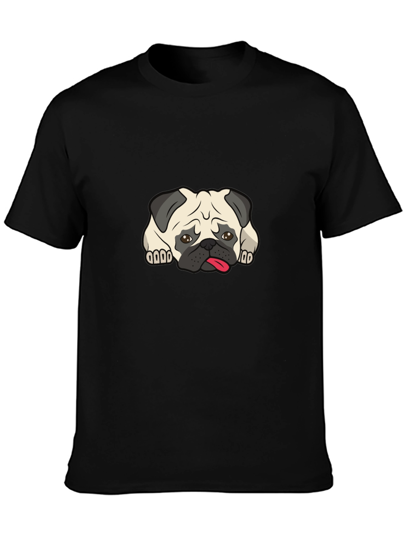 Pug Graphic Black T-Shirt - Mens Casual Tee