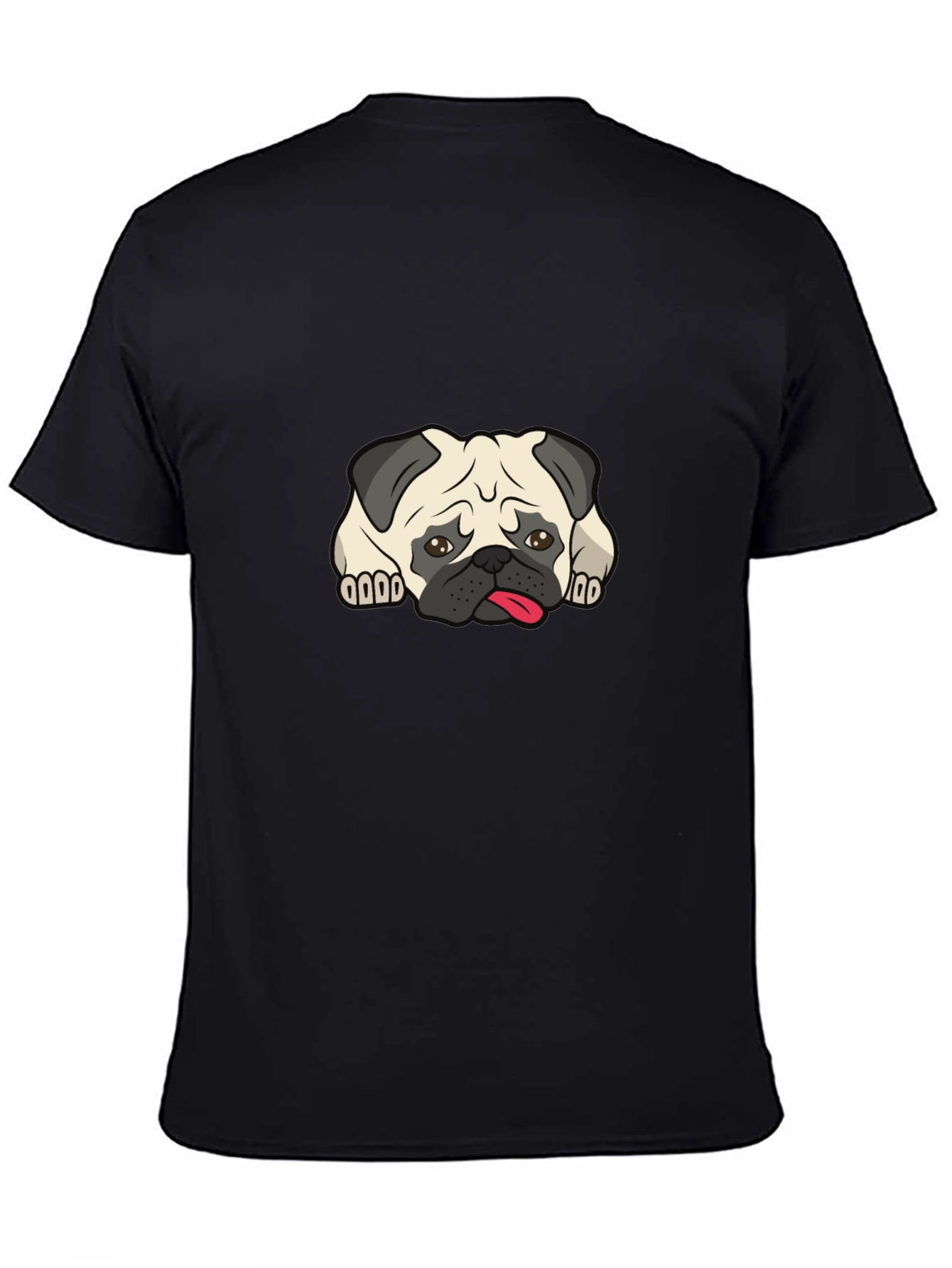 Pug Graphic Black T-Shirt - Mens Casual Tee