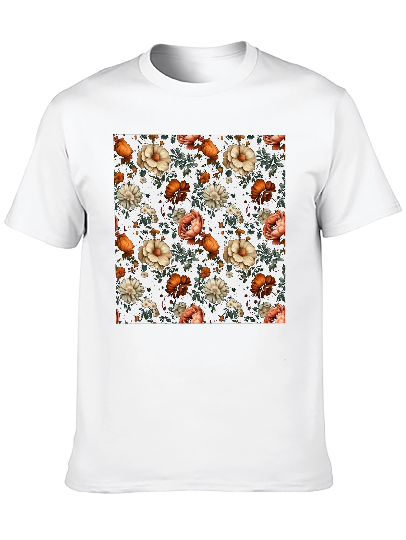 Floral Pattern T-Shirt - Unique Artistic Design