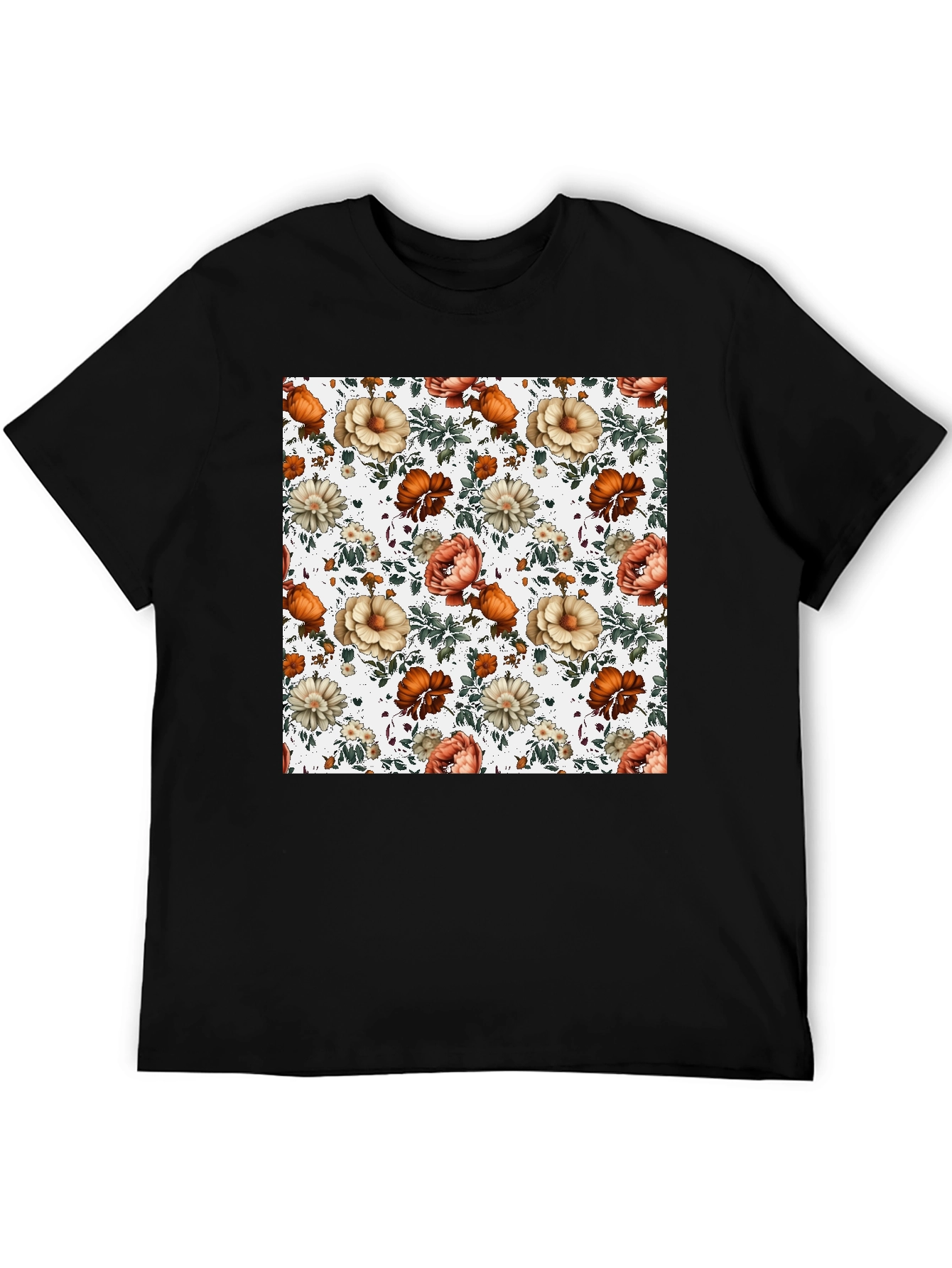 Floral Pattern T-Shirt - Unique Artistic Design