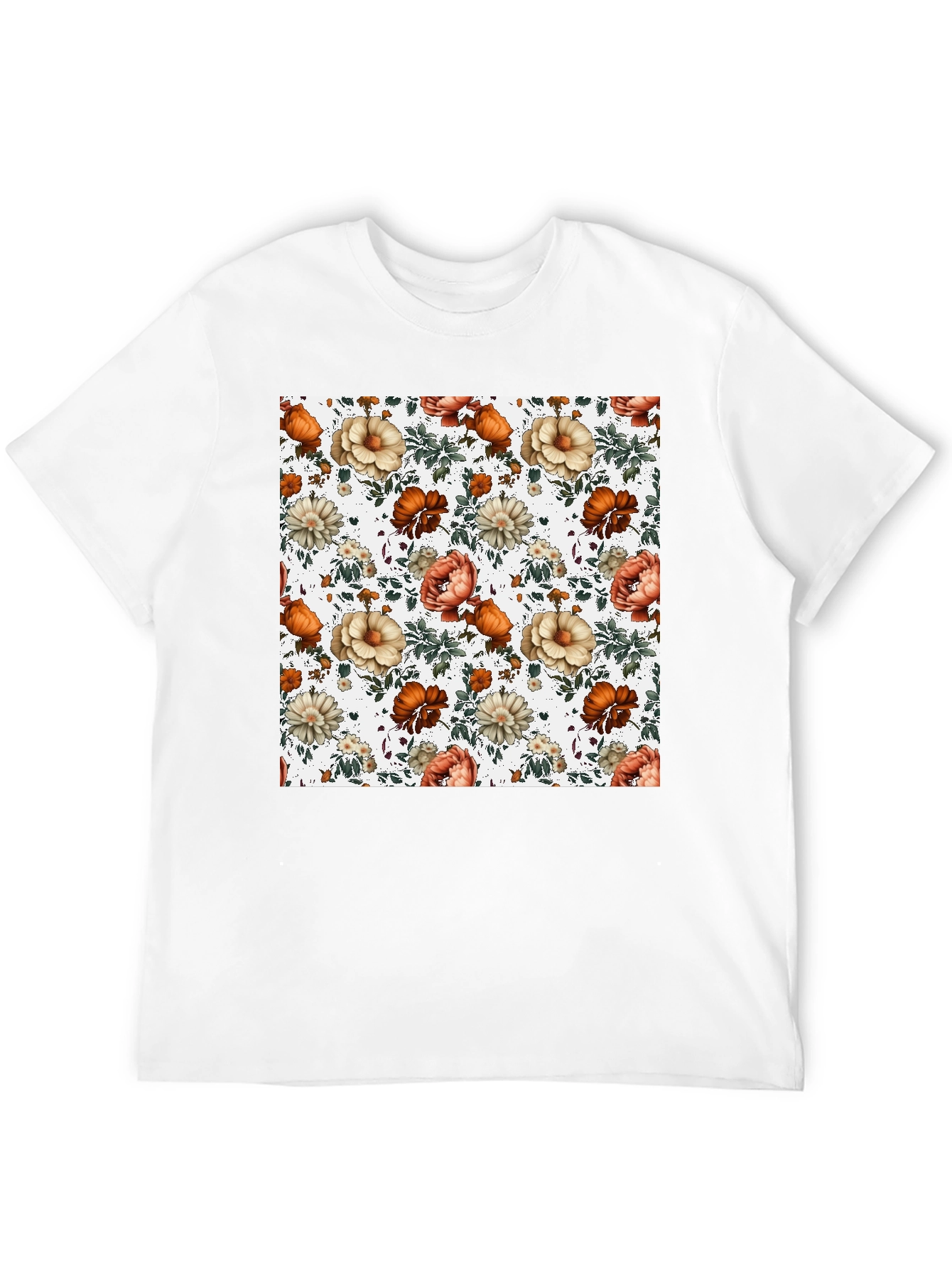 Floral Pattern T-Shirt - Unique Artistic Design