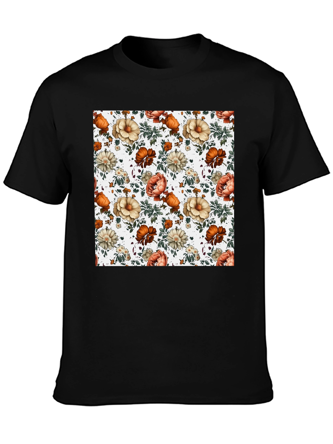 Floral Pattern T-Shirt - Unique Artistic Design