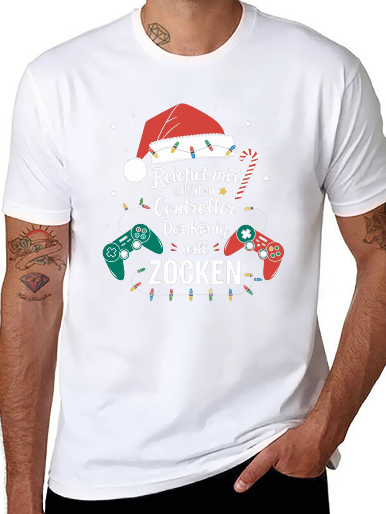 Gamer King Christmas T-Shirt - Zocken Controller Design