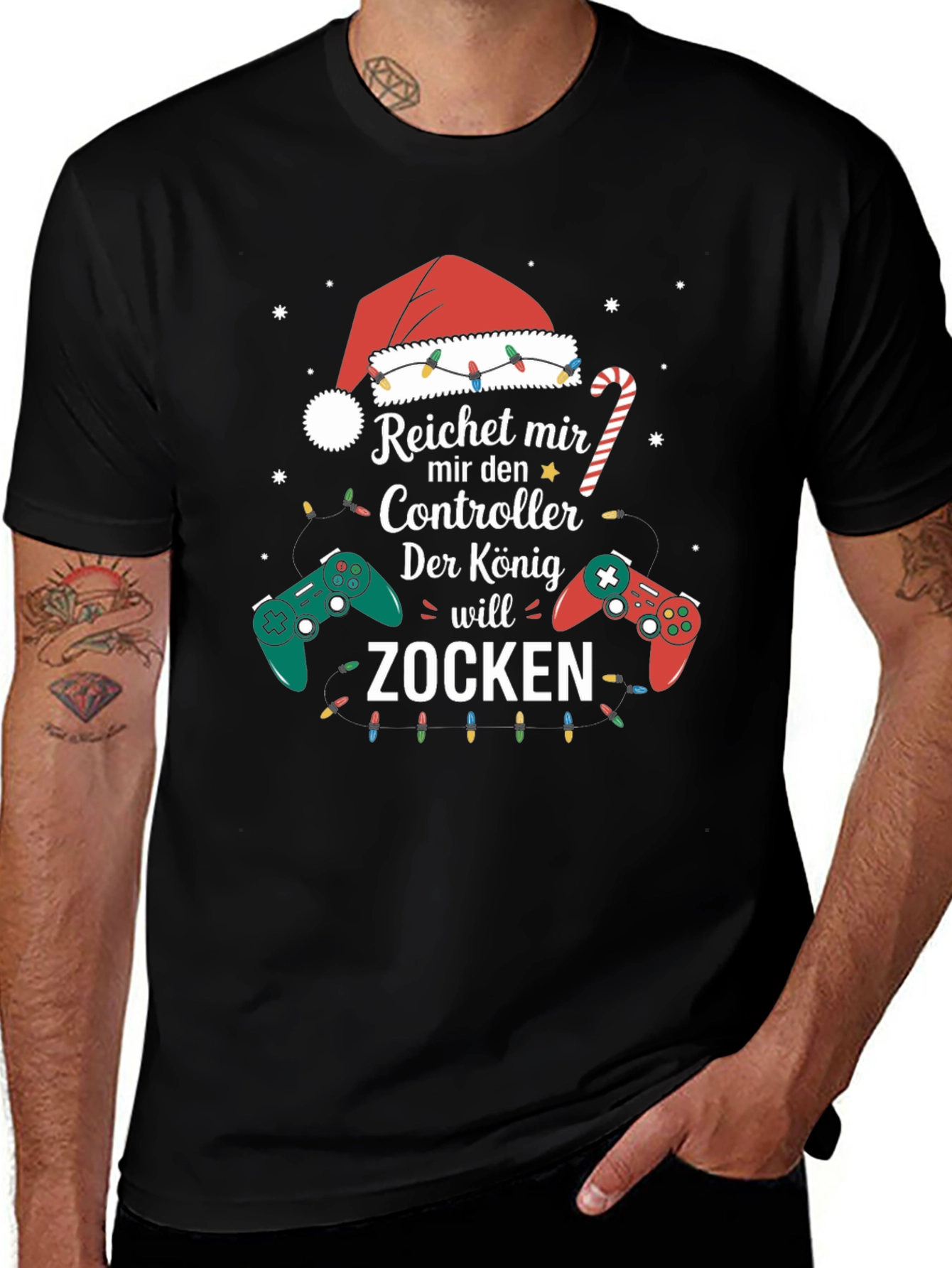 Gamer King Christmas T-Shirt - Zocken Controller Design