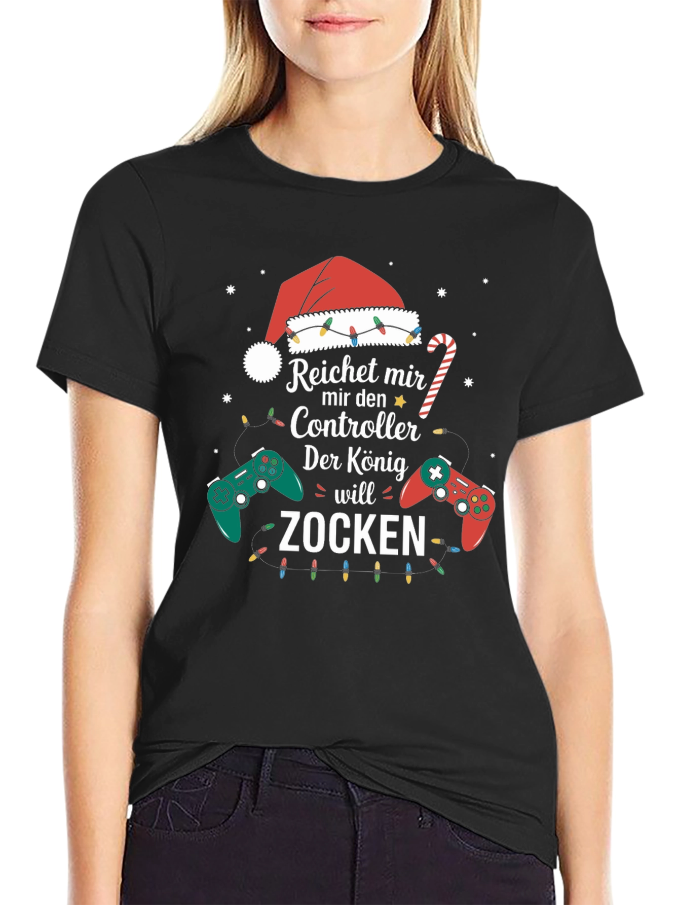 Gamer King Christmas T-Shirt - Zocken Controller Design