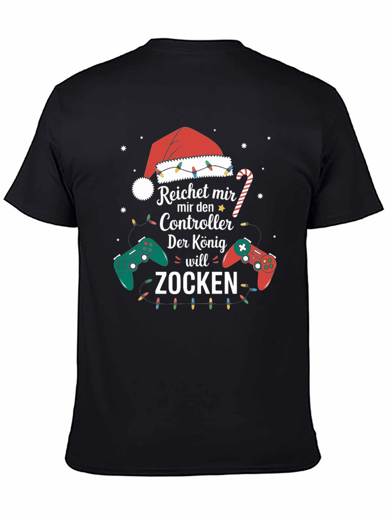 Gamer King Christmas T-Shirt - Zocken Controller Design