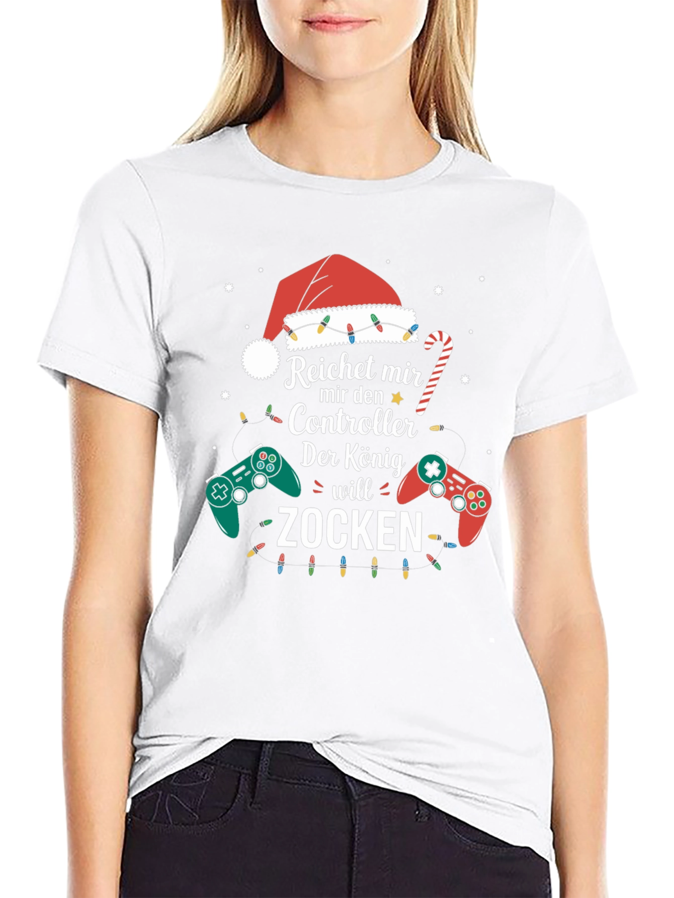 Gamer King Christmas T-Shirt - Zocken Controller Design