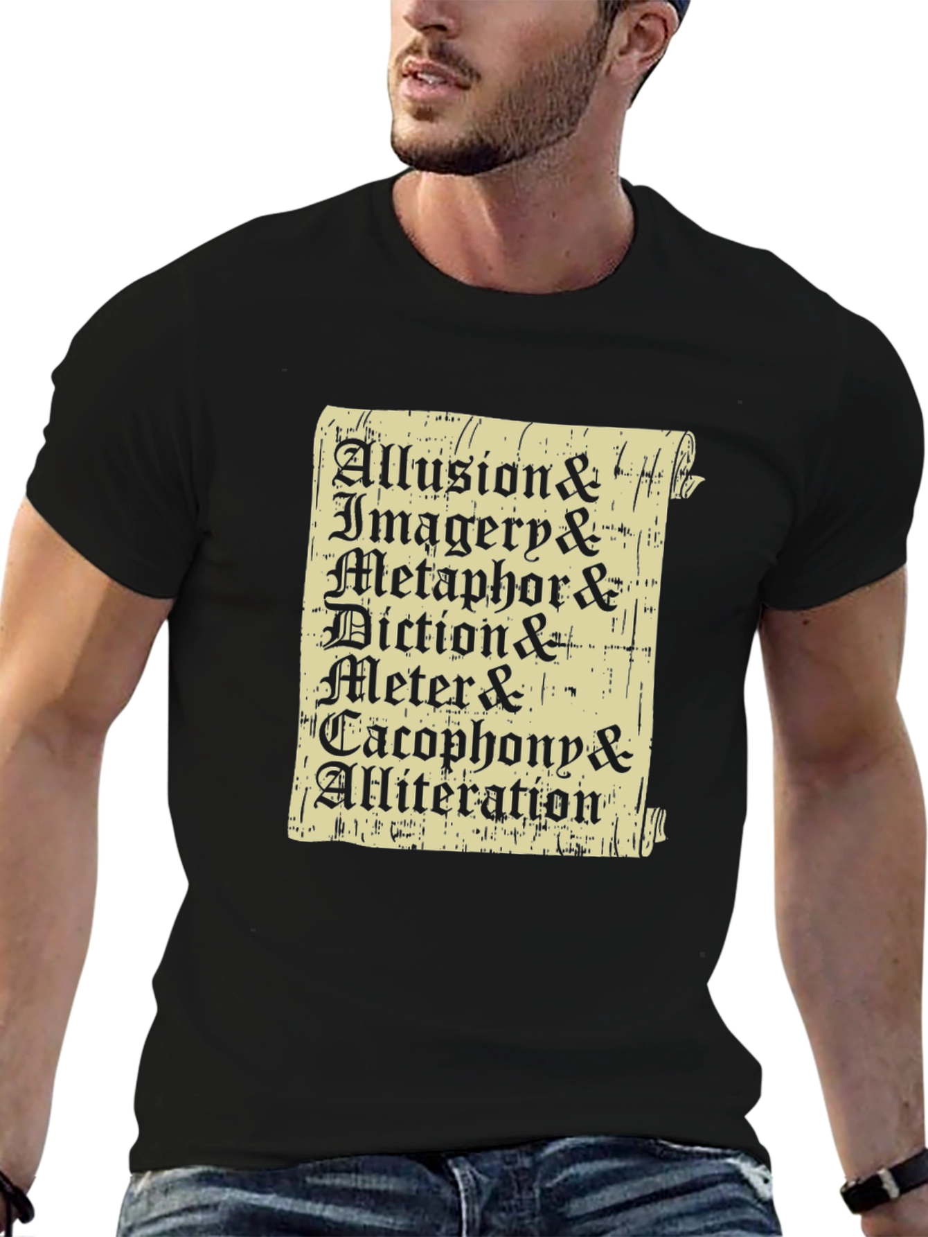 Literary Terms Scroll Graphic T-Shirt
