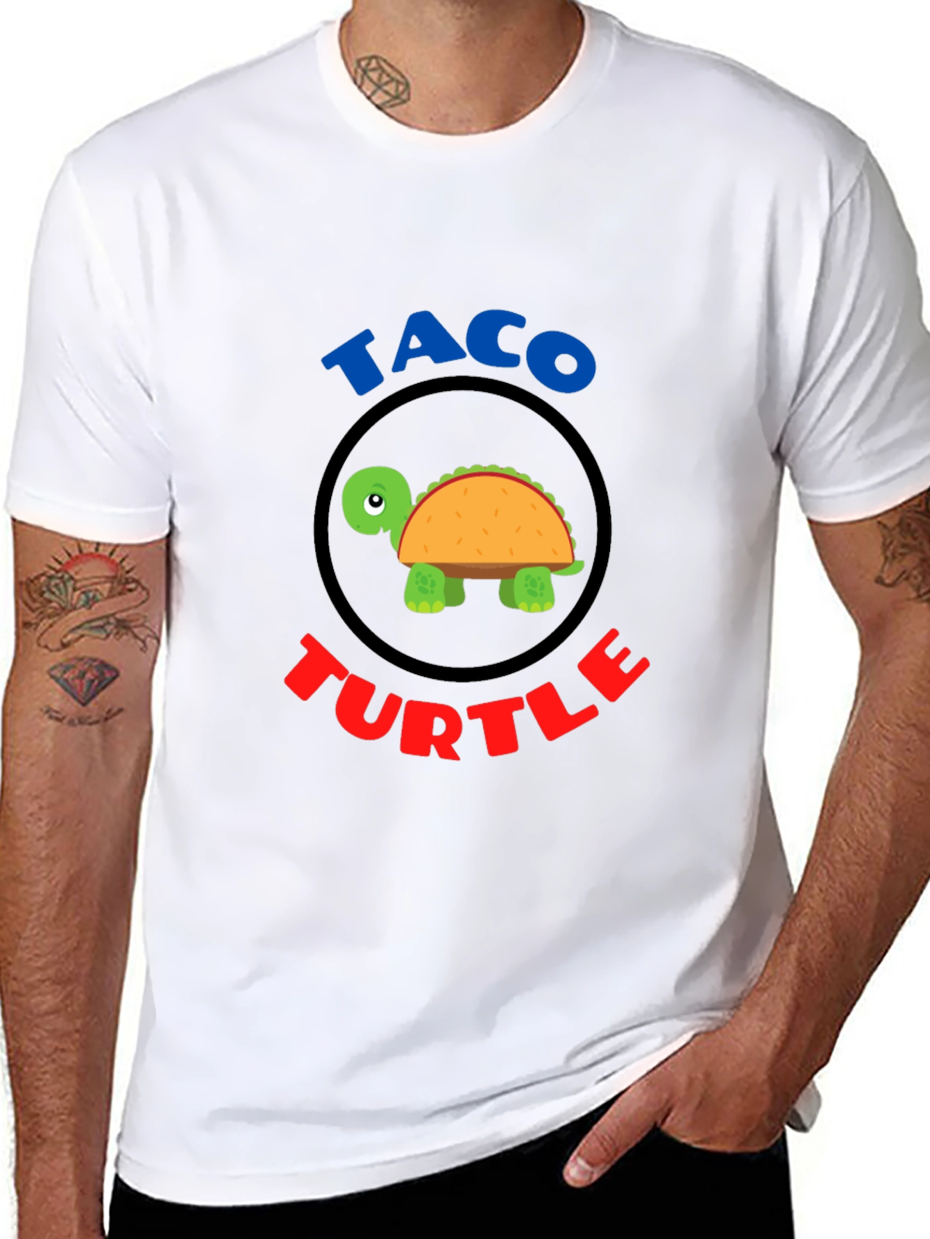 Taco Turtle Graphic T-Shirt Funny Animal Food Tee