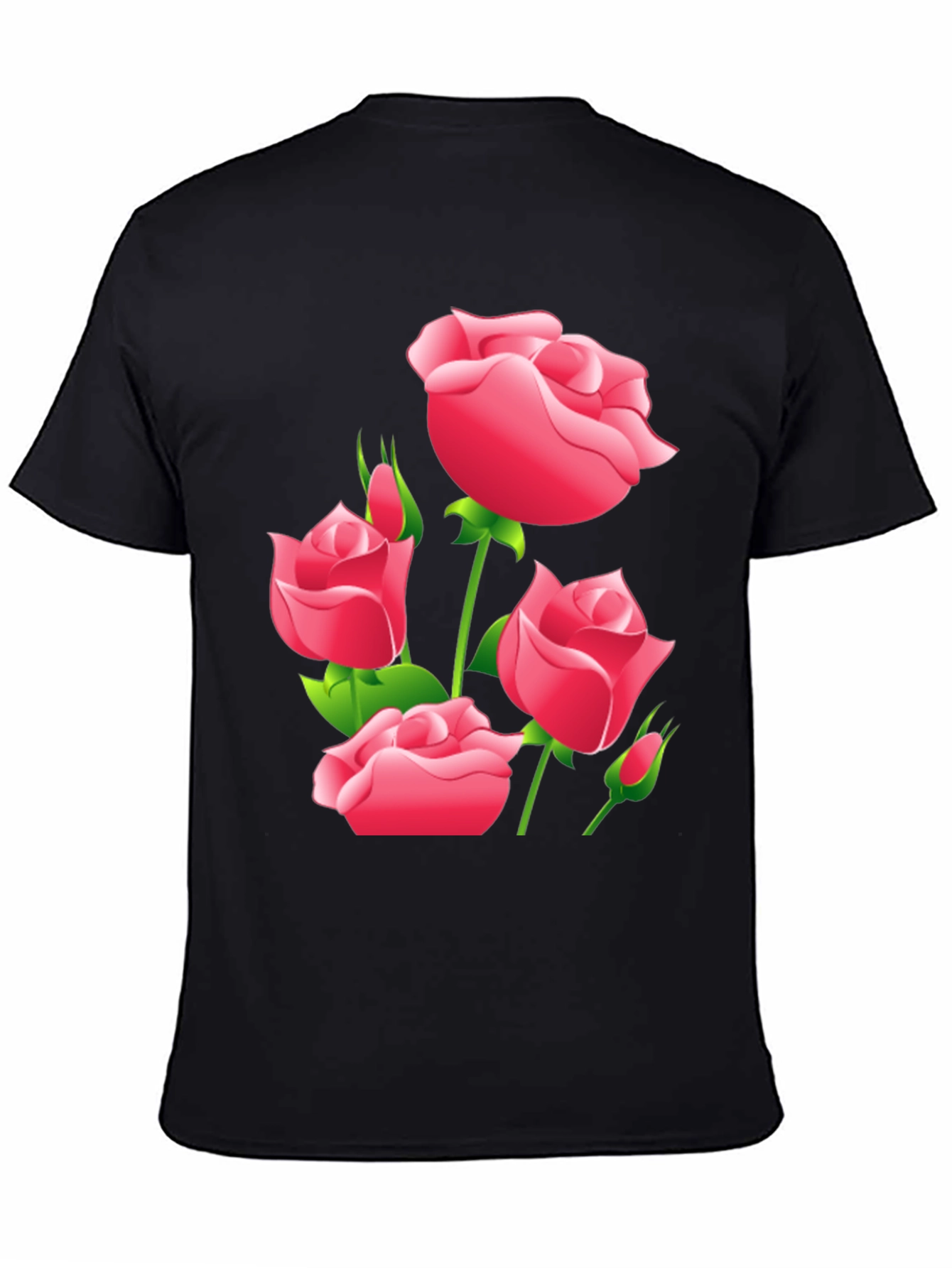 Black Floral Rose Graphic T-Shirt