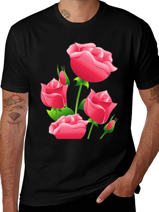 Black Floral Rose Graphic T-Shirt