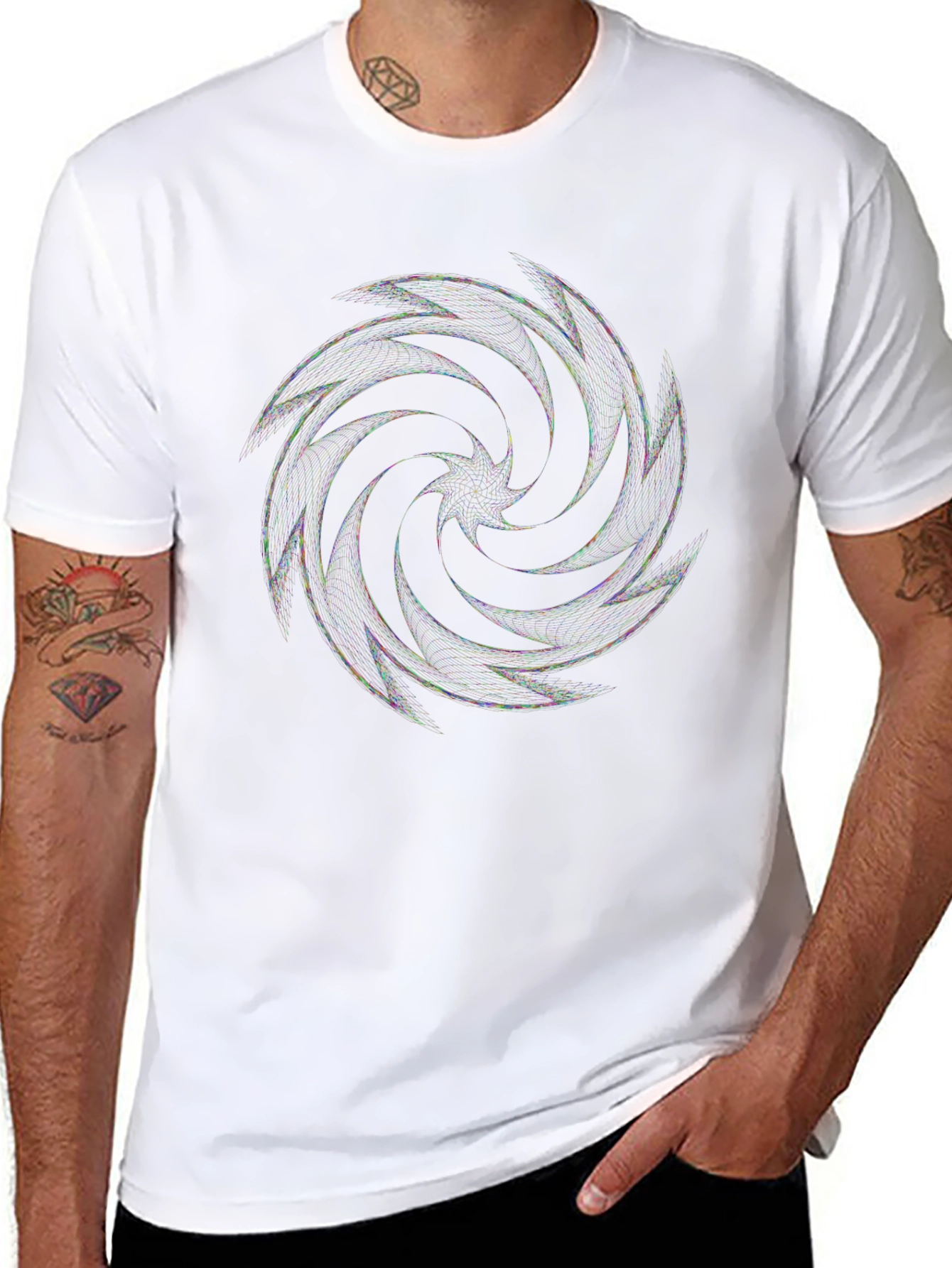 Abstract Swirl Graphic Tee - Black Cotton Blend