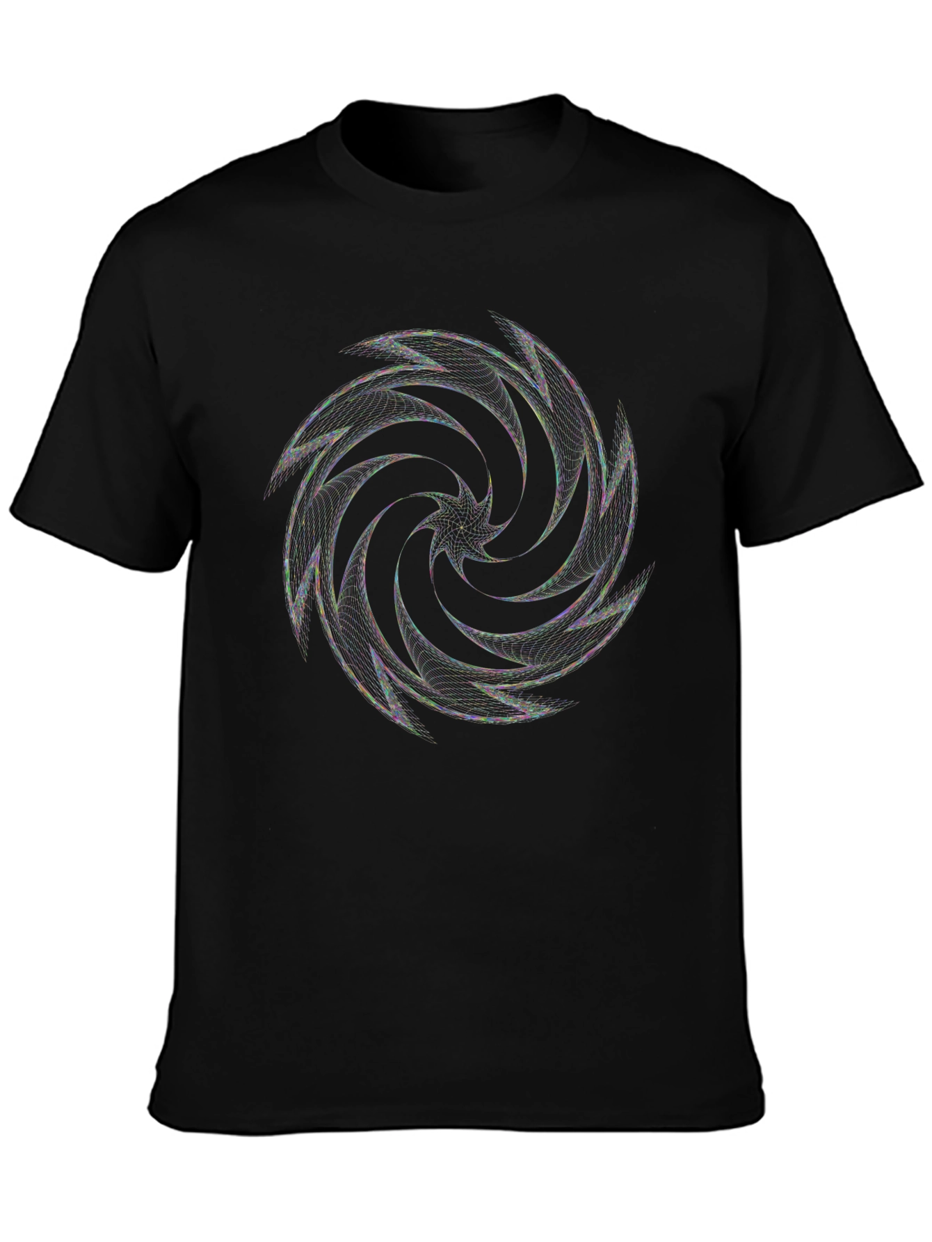 Abstract Swirl Graphic Tee - Black Cotton Blend
