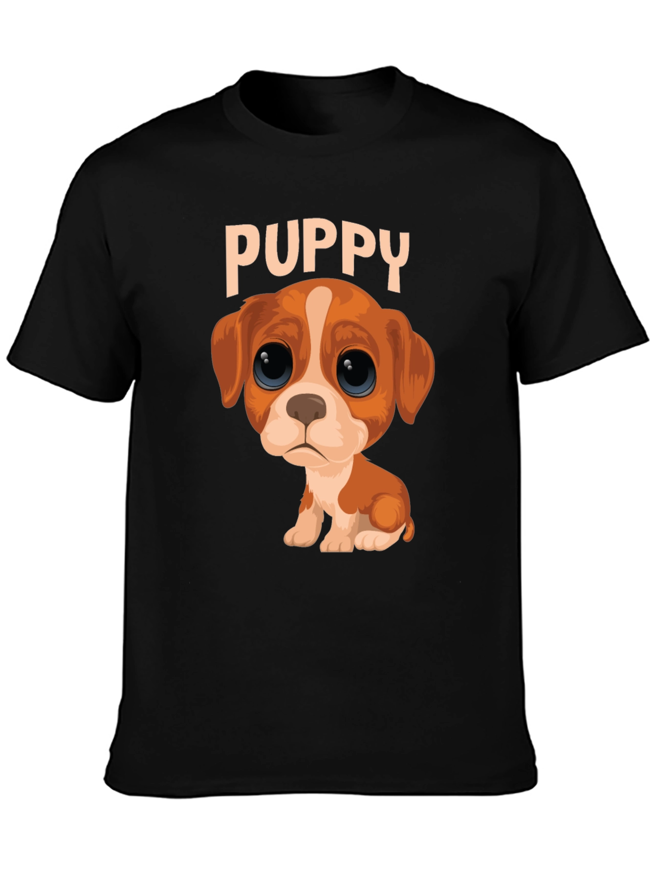Cute Puppy Graphic Black T-Shirt