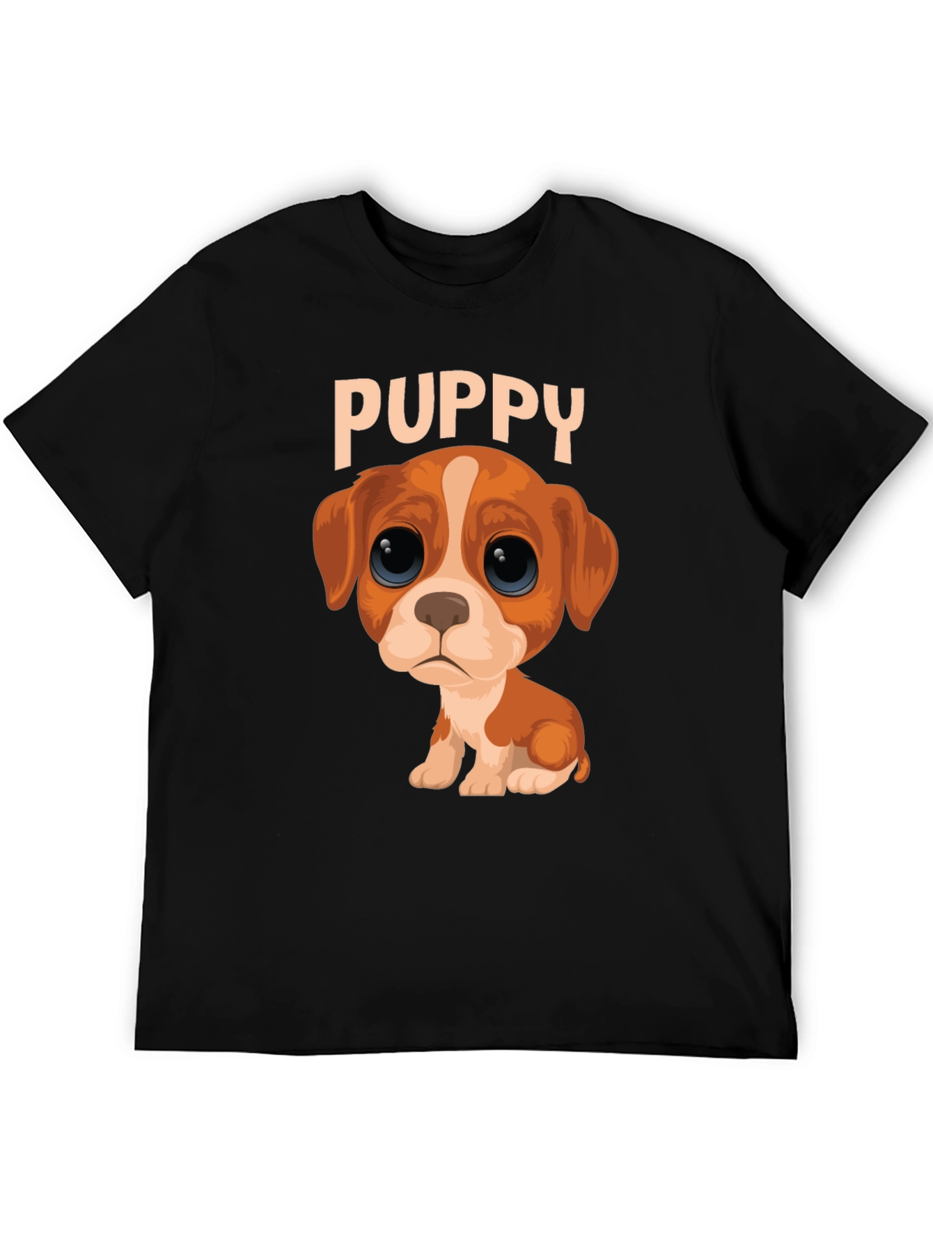 Cute Puppy Graphic Black T-Shirt