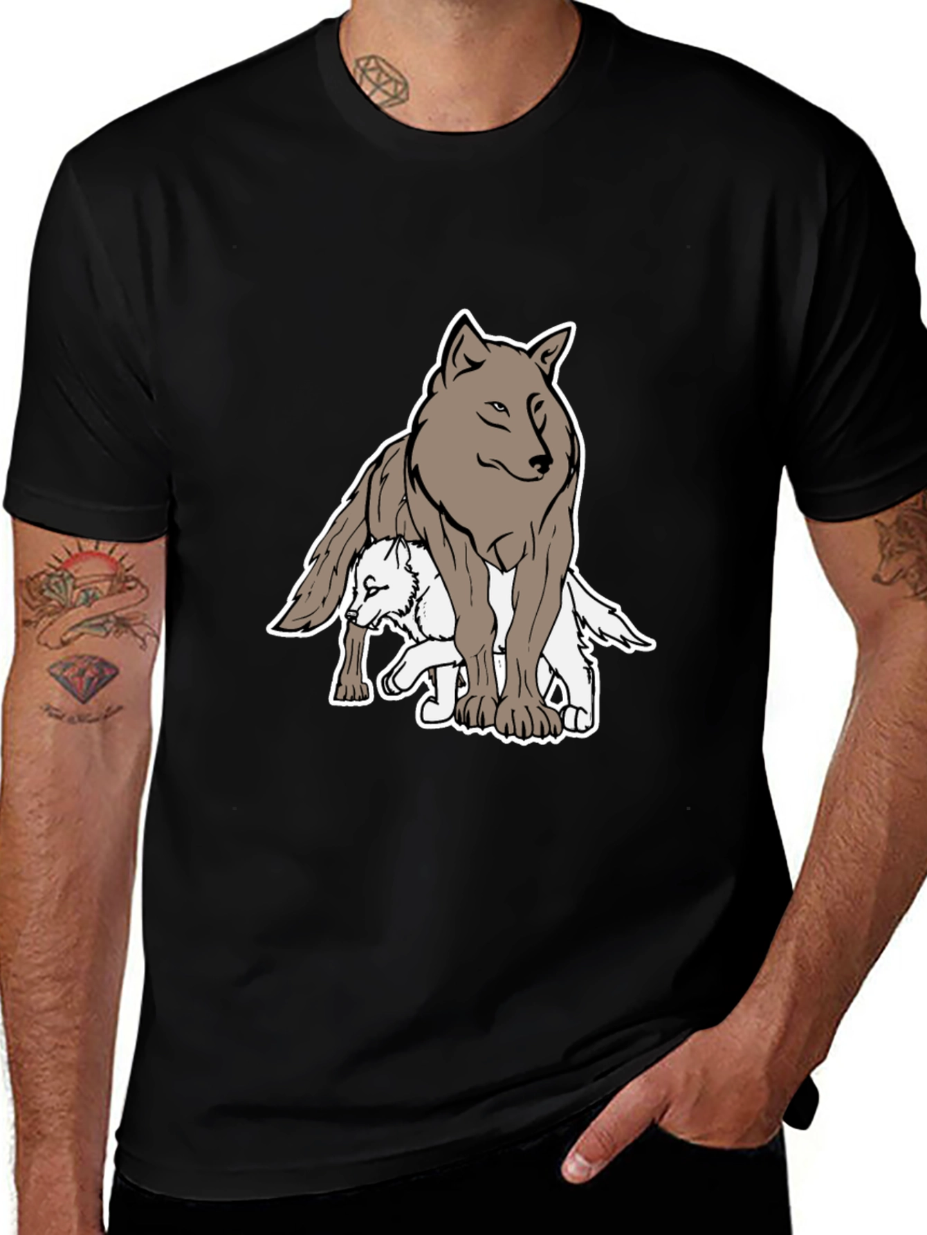 Wolf Pack Graphic Tee - Black Casual Shirt