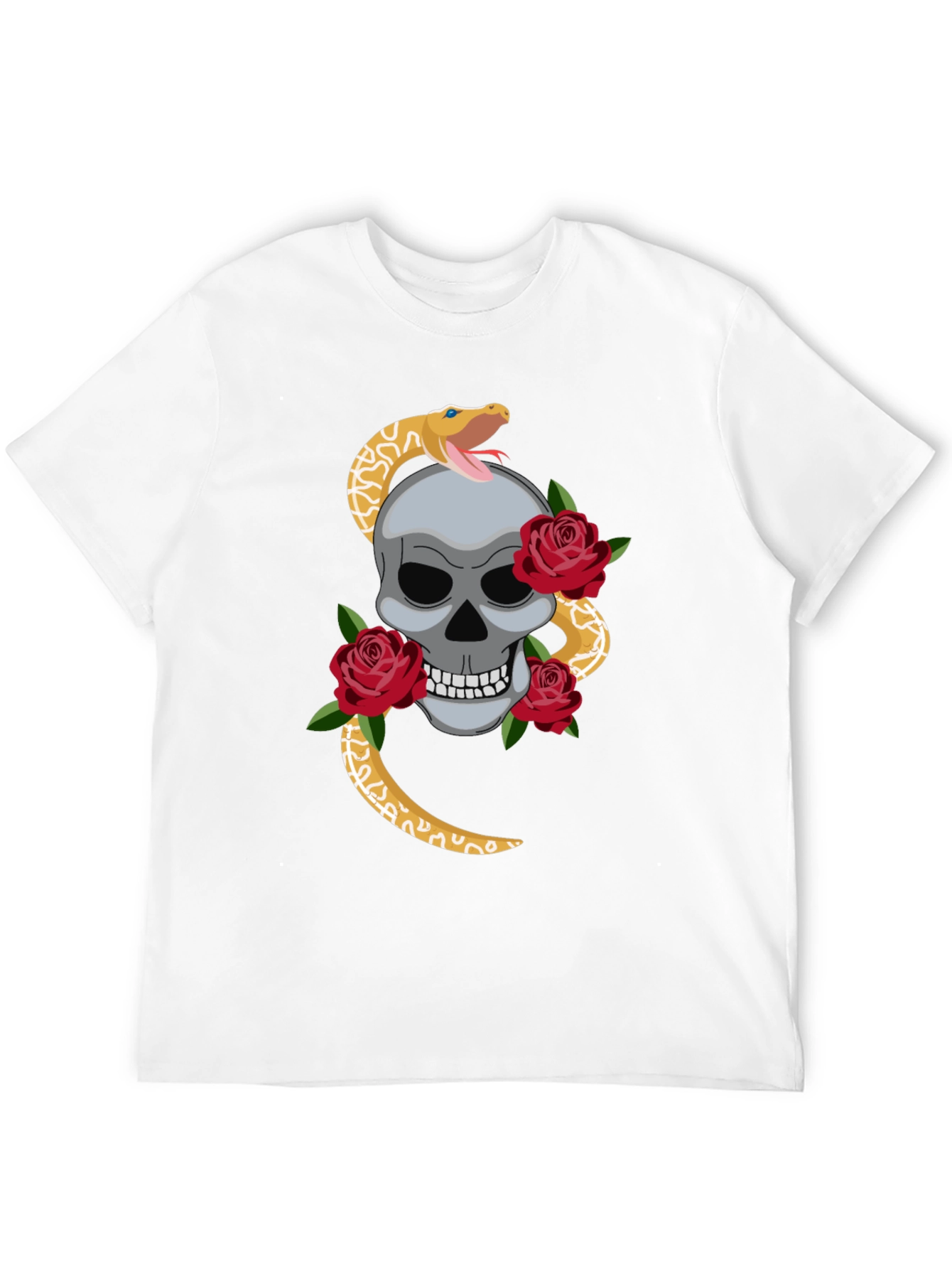 Skull Snake & Roses Graphic Tee - Black