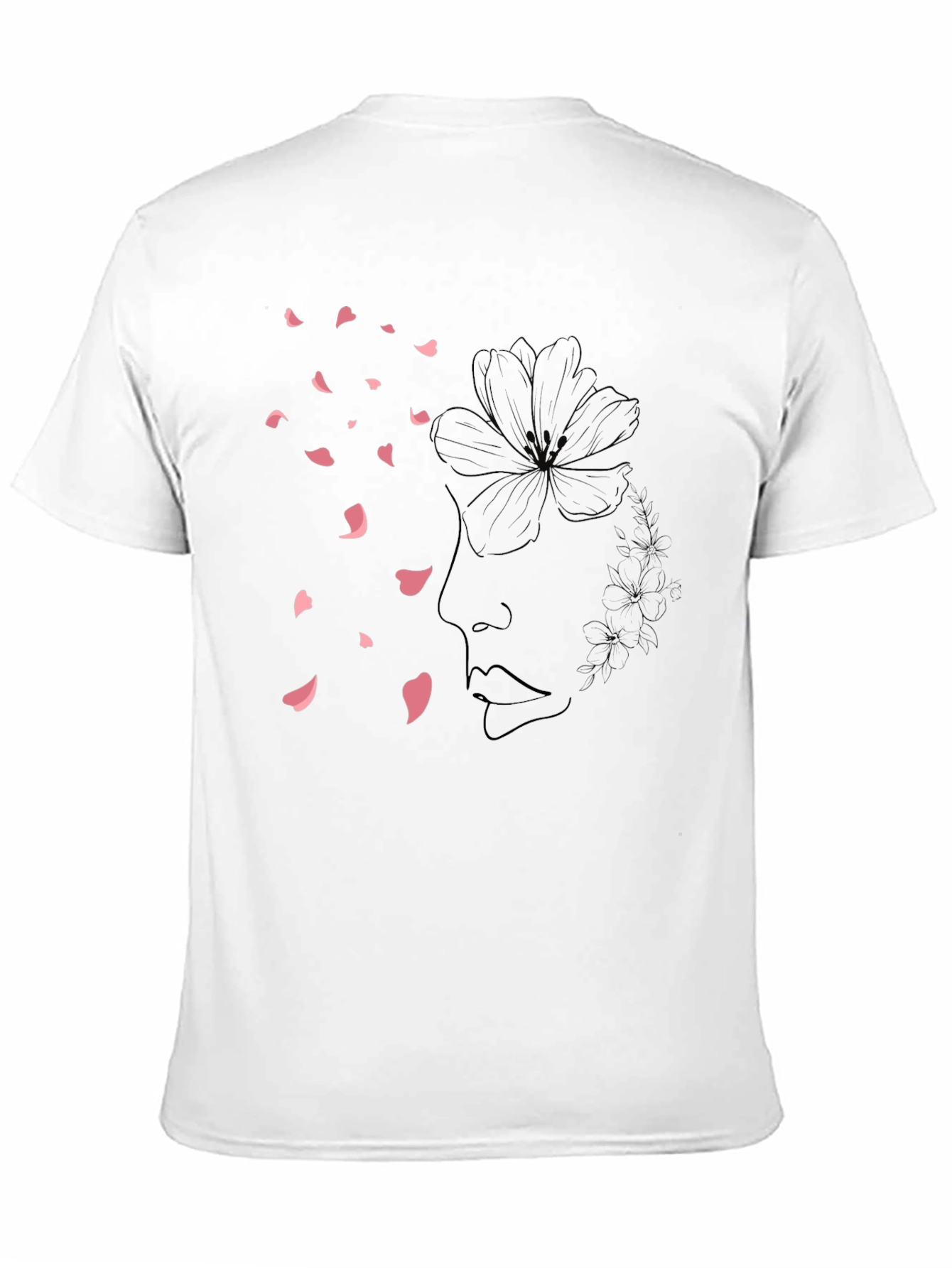 Minimalist Floral Face Black T-Shirt