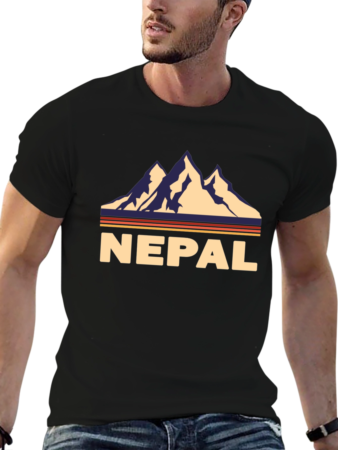 Nepal Retro Mountain Graphic T-Shirt