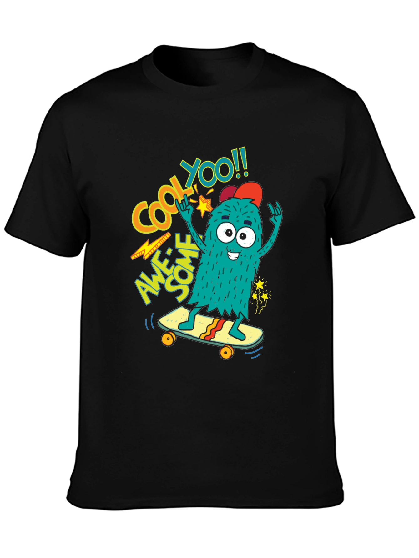 Cool Monster Skateboard Graphic Tee - Awesome YOO!!