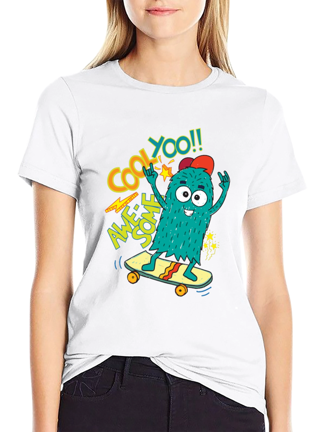 Cool Monster Skateboard Graphic Tee - Awesome YOO!!