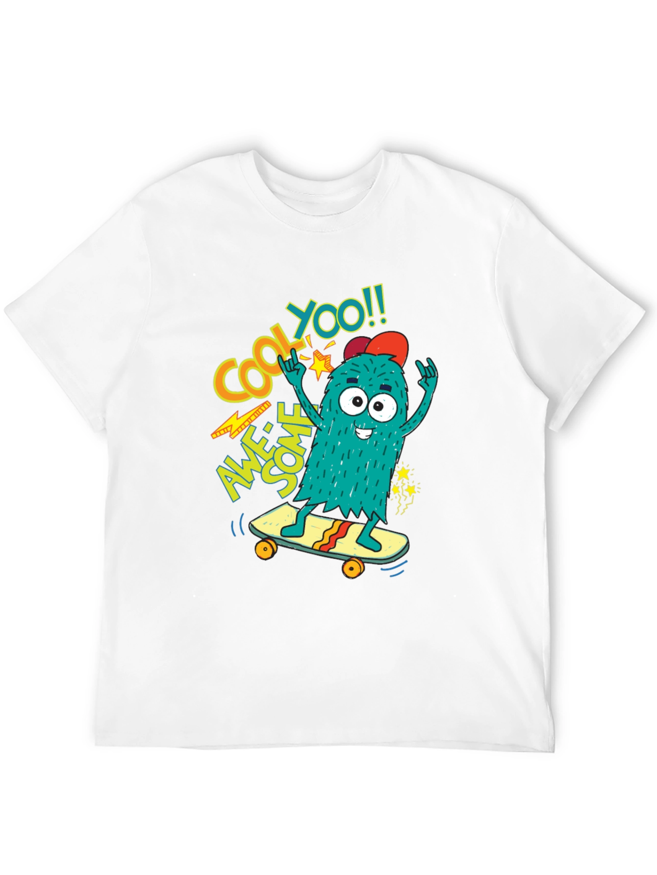 Cool Monster Skateboard Graphic Tee - Awesome YOO!!