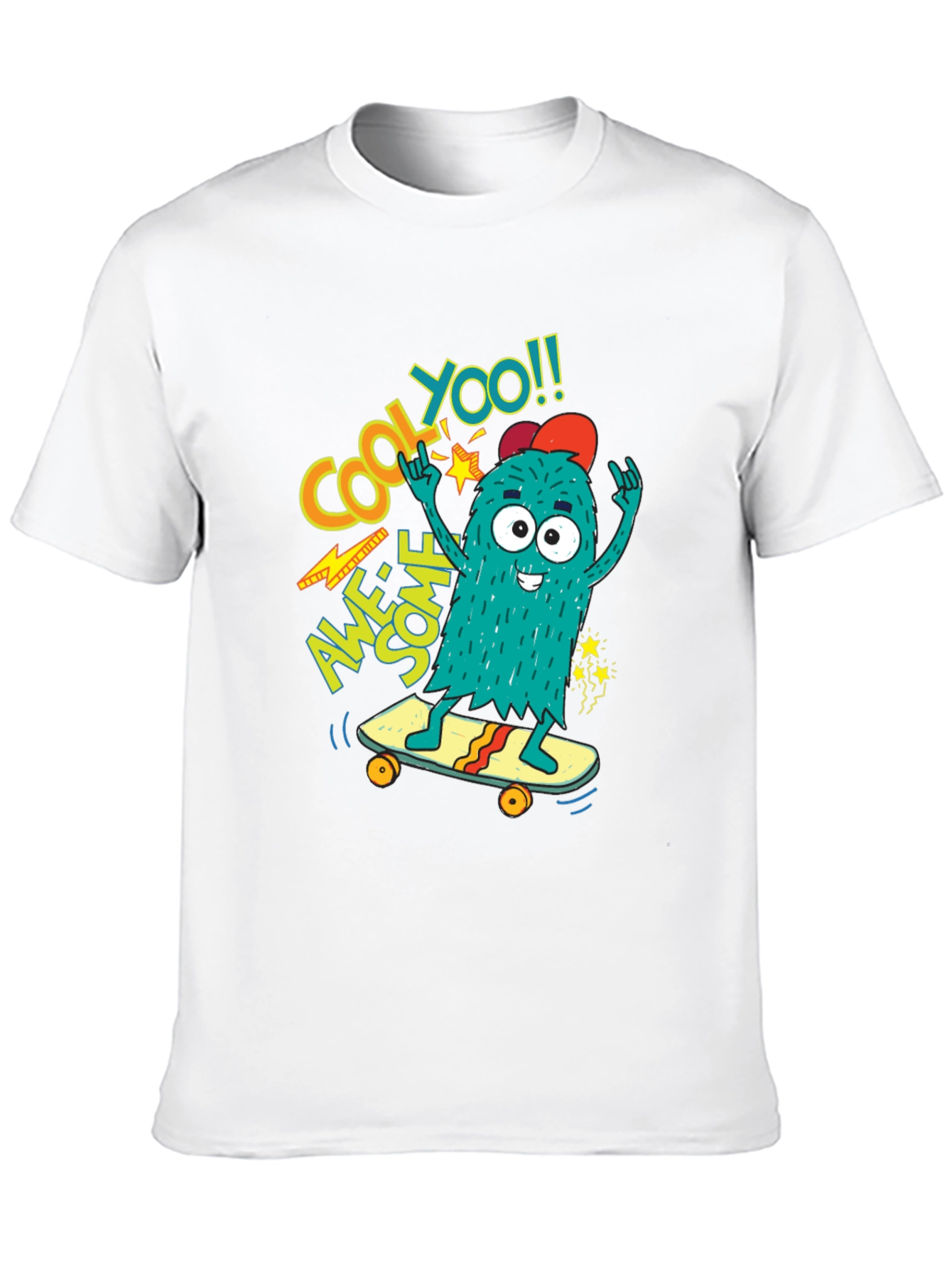 Cool Monster Skateboard Graphic Tee - Awesome YOO!!