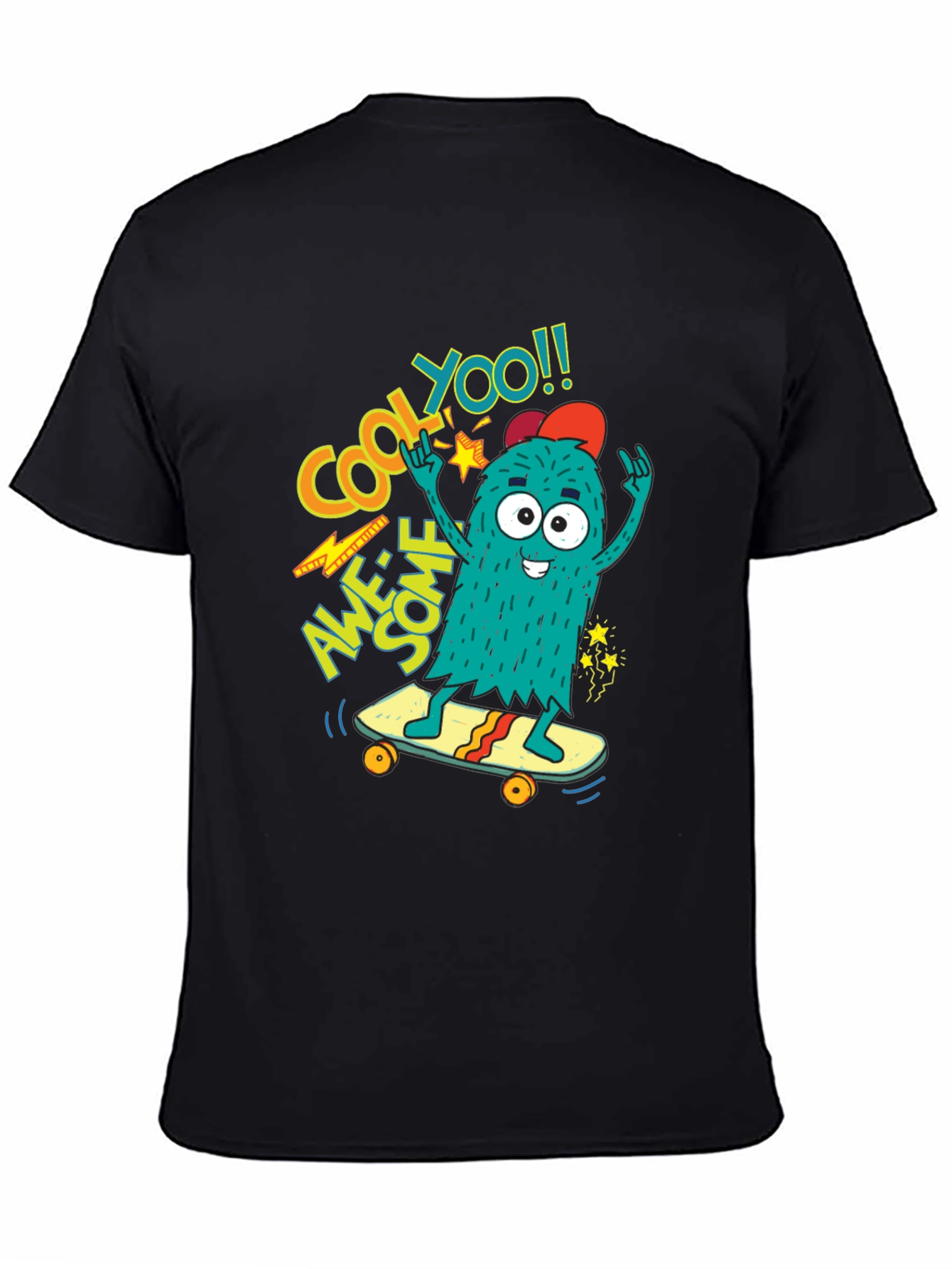 Cool Monster Skateboard Graphic Tee - Awesome YOO!!
