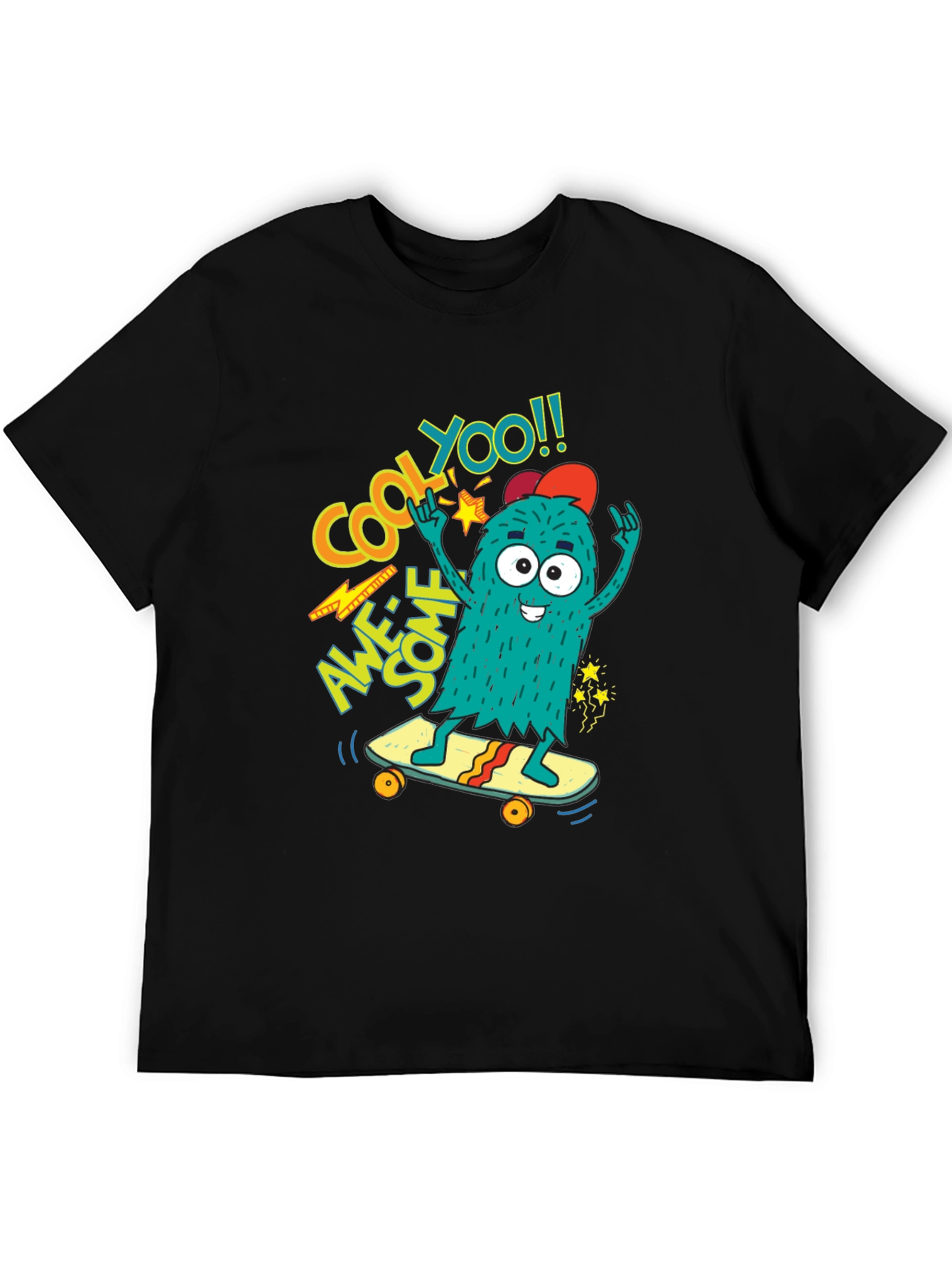 Cool Monster Skateboard Graphic Tee - Awesome YOO!!