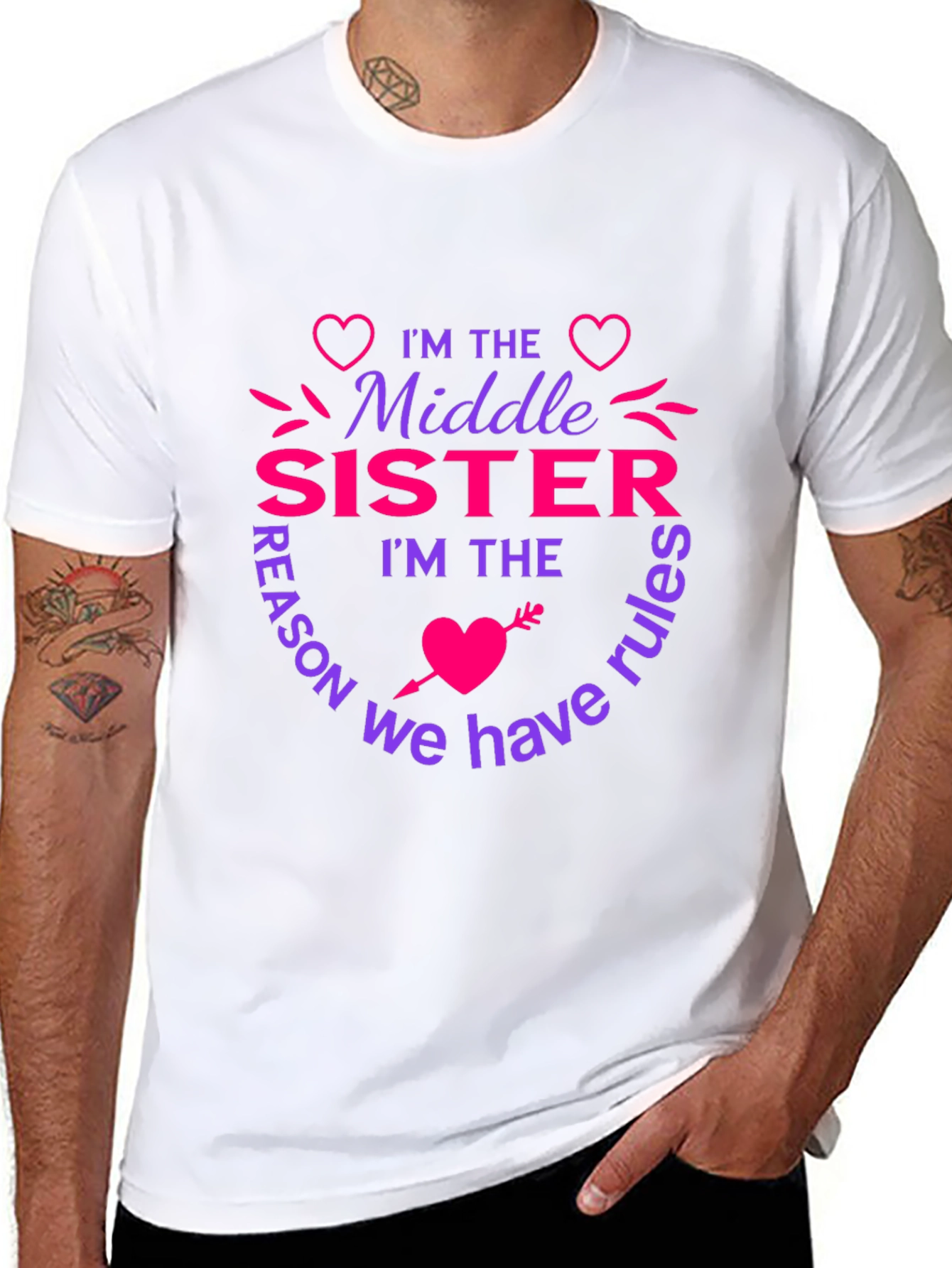 Middle Sister Rules T-Shirt - Fun Sister Tee