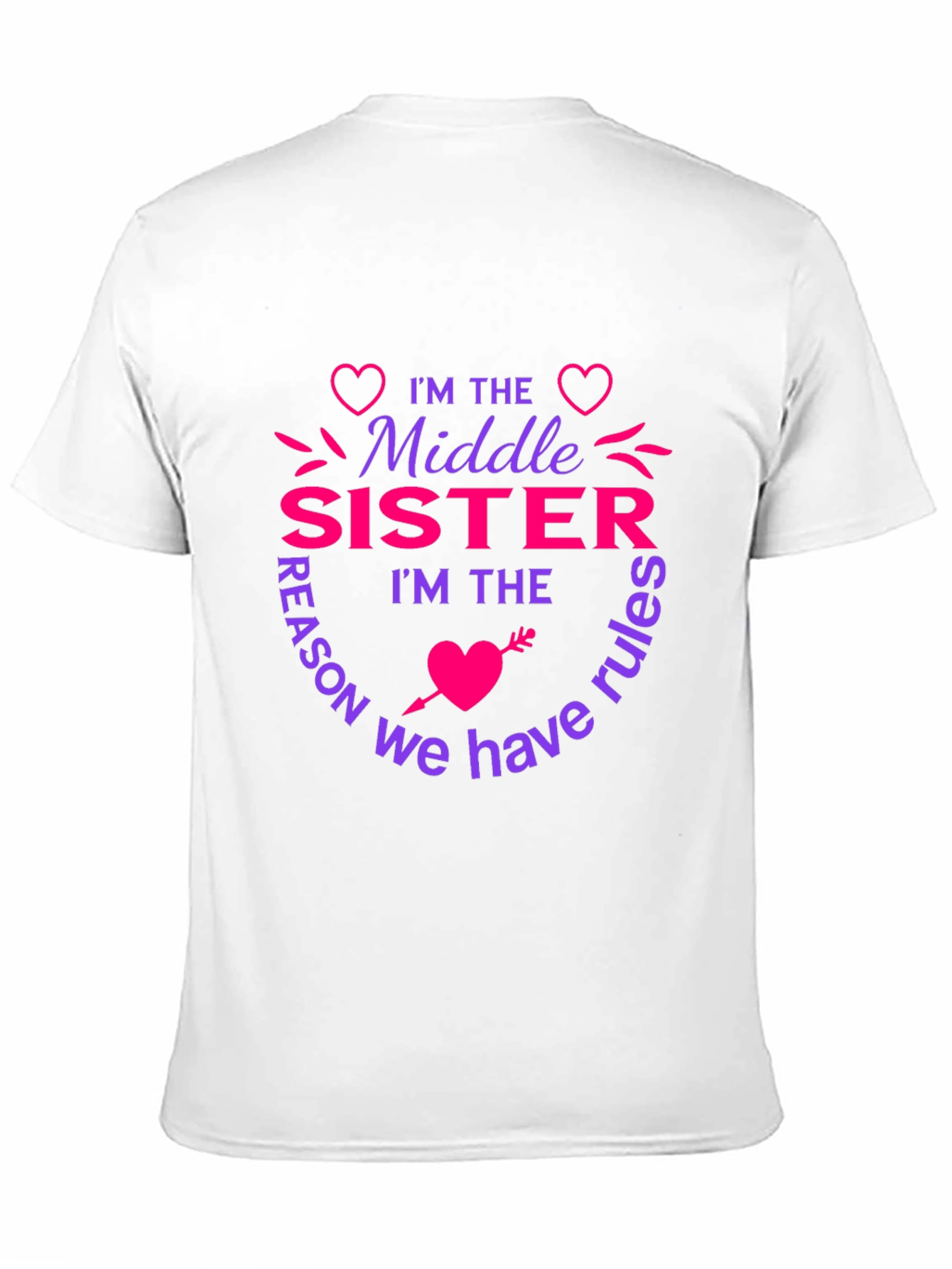 Middle Sister Rules T-Shirt - Fun Sister Tee