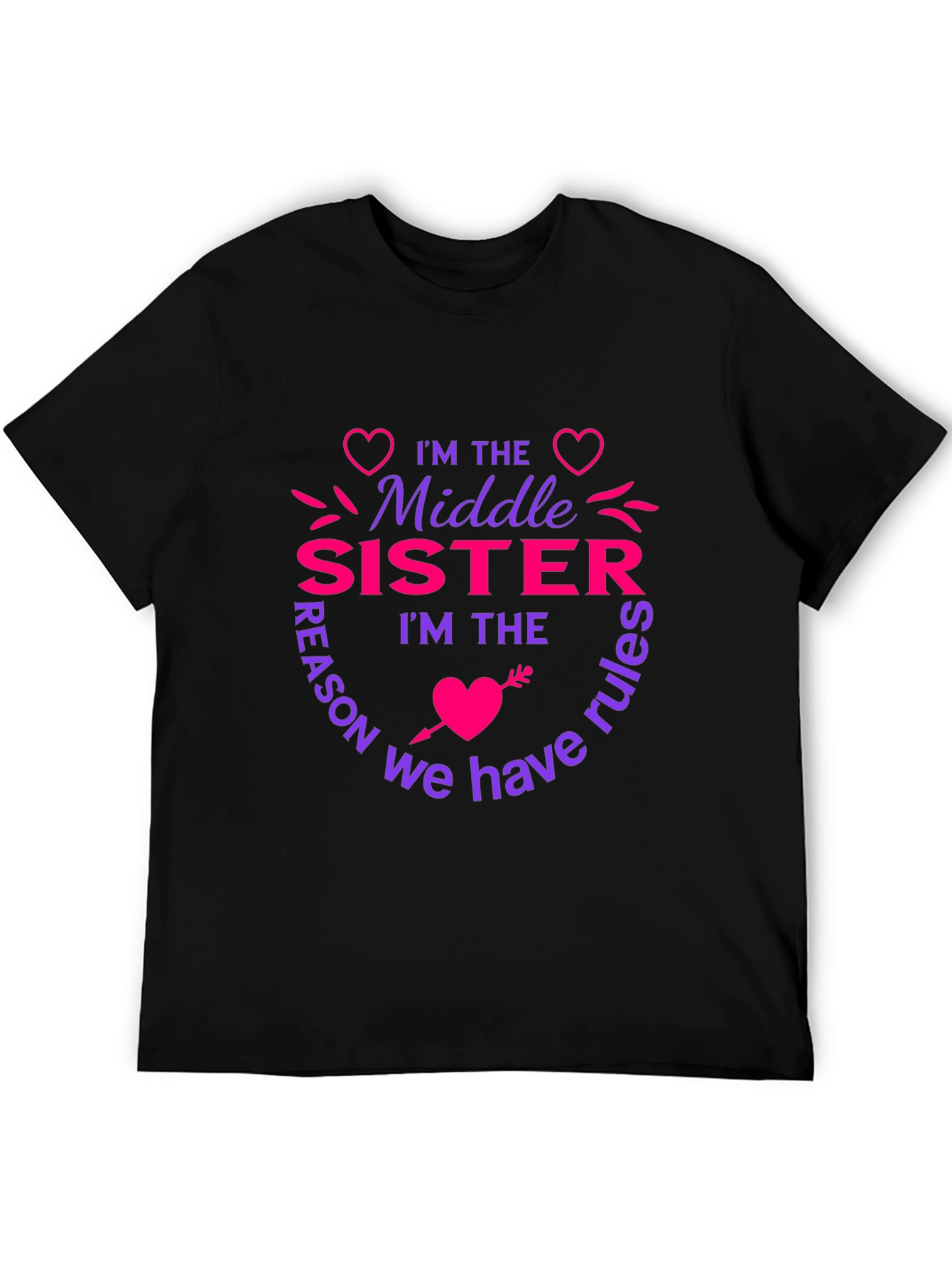Middle Sister Rules T-Shirt - Fun Sister Tee