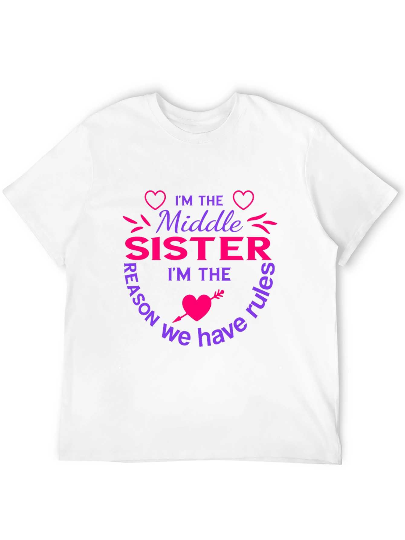 Middle Sister Rules T-Shirt - Fun Sister Tee