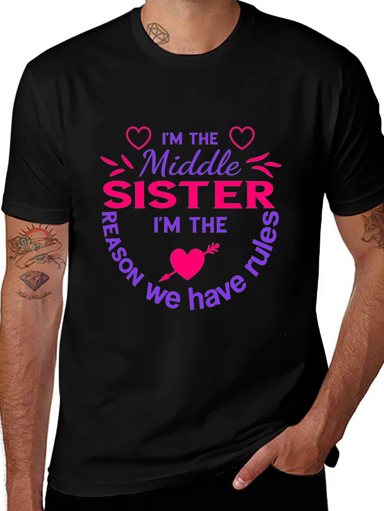 Middle Sister Rules T-Shirt - Fun Sister Tee