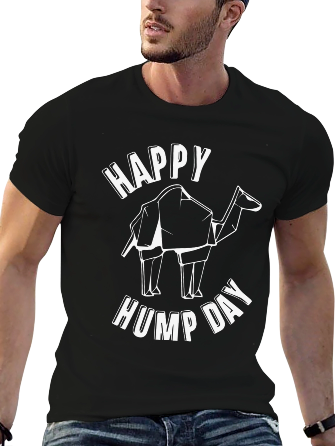 Happy Hump Day Black T-Shirt with Camel Graphic