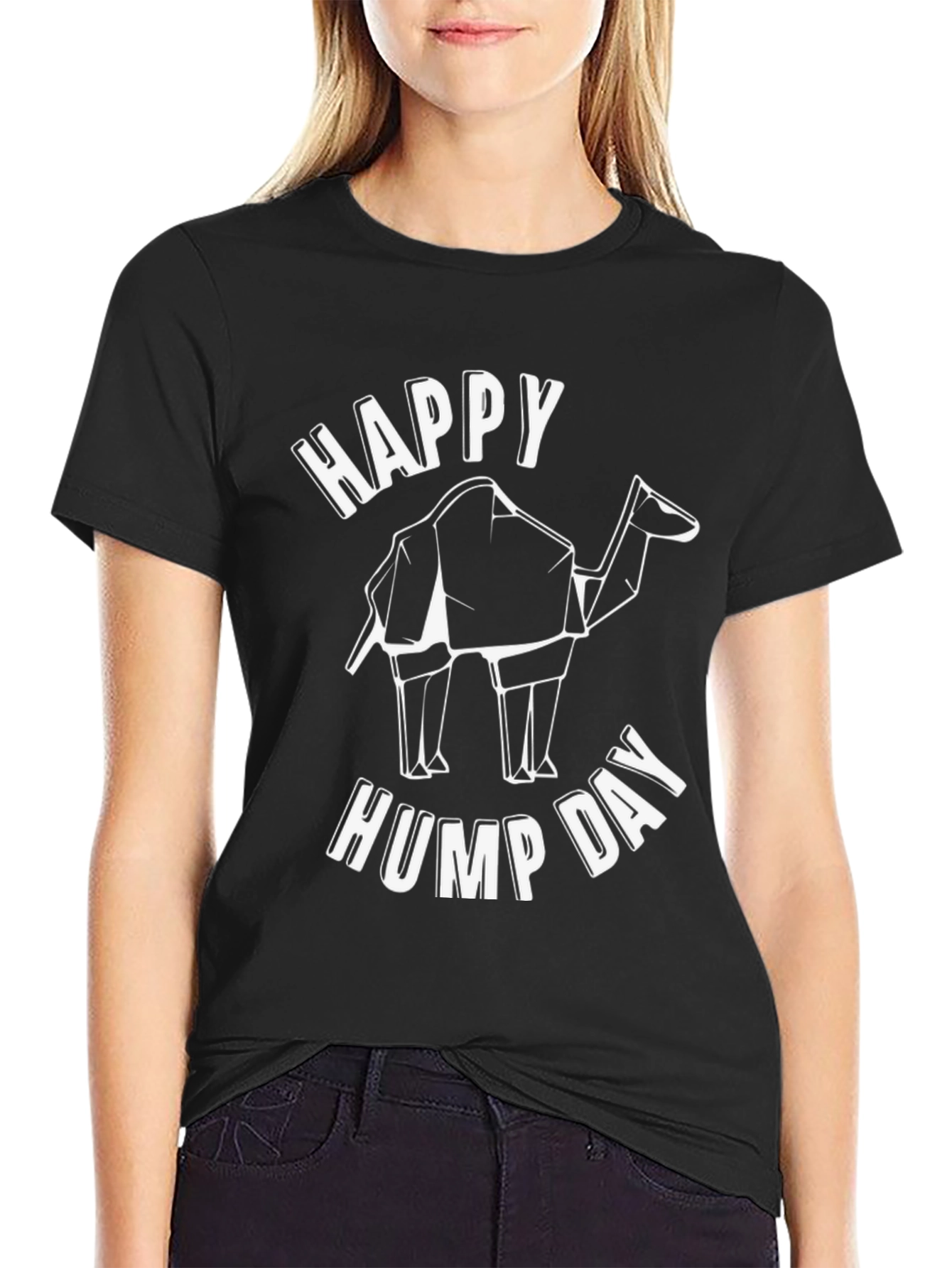 Happy Hump Day Black T-Shirt with Camel Graphic