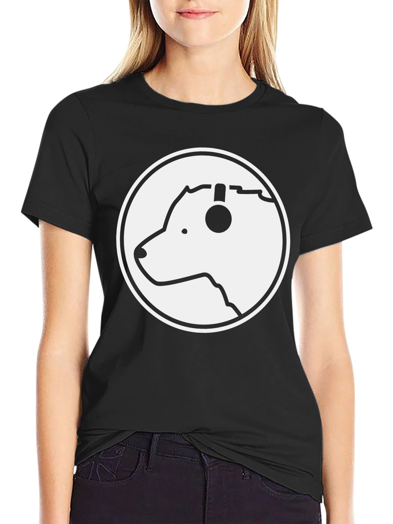 Cool Bear Headphone T-Shirt - Black Crew Neck Tee