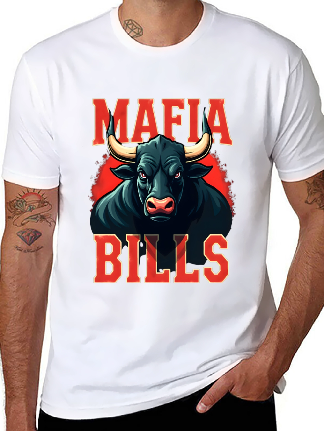 Mafia Bills Graphic Tee - Black Cotton Blend