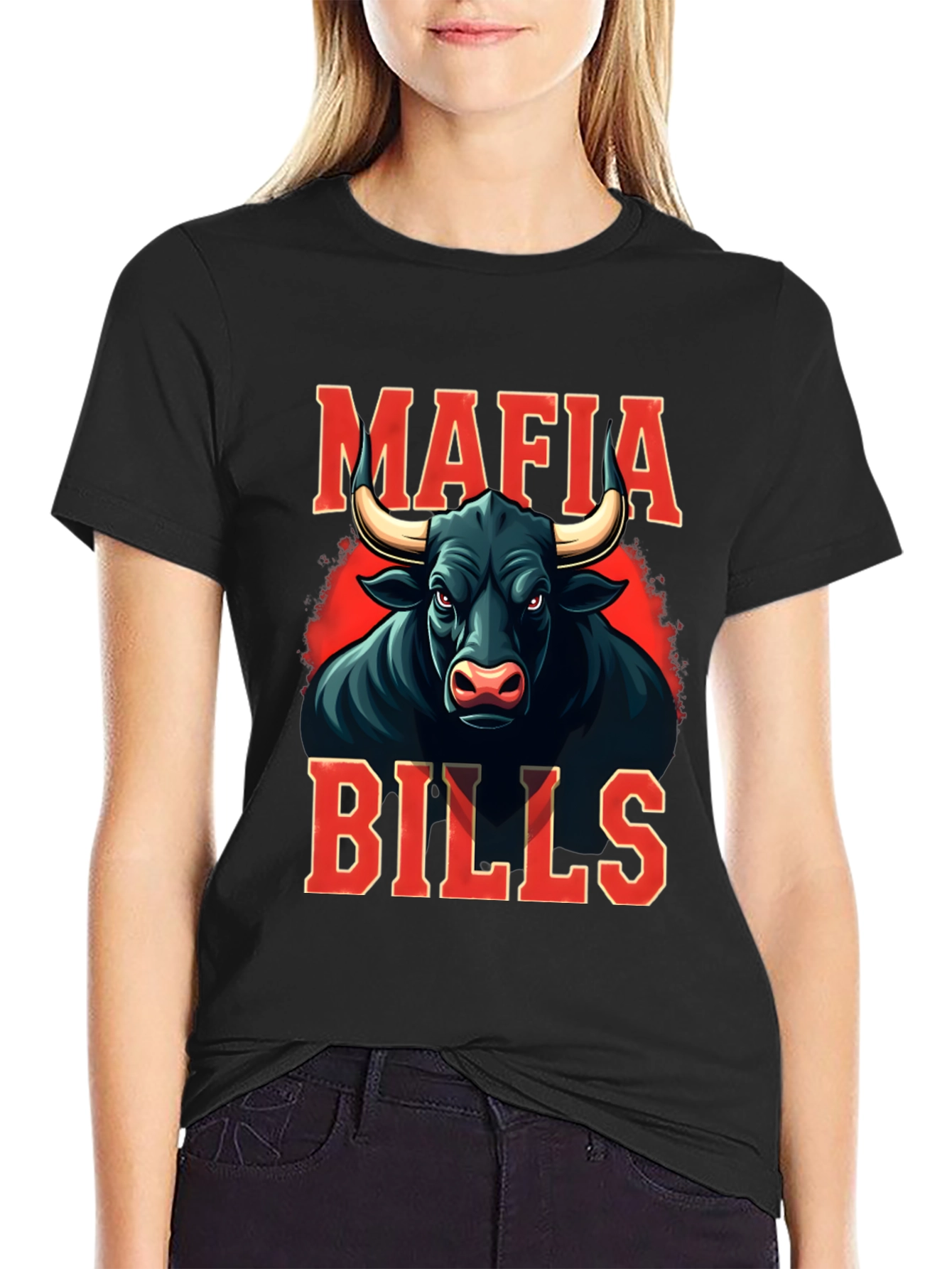 Mafia Bills Graphic Tee - Black Cotton Blend