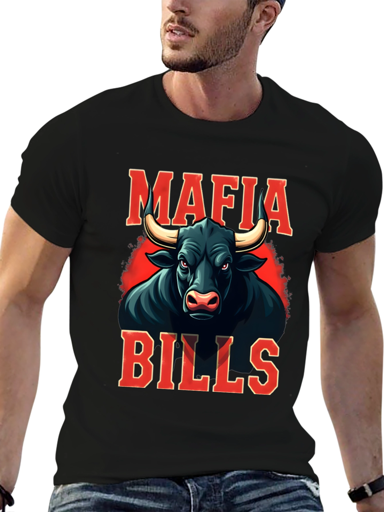 Mafia Bills Graphic Tee - Black Cotton Blend