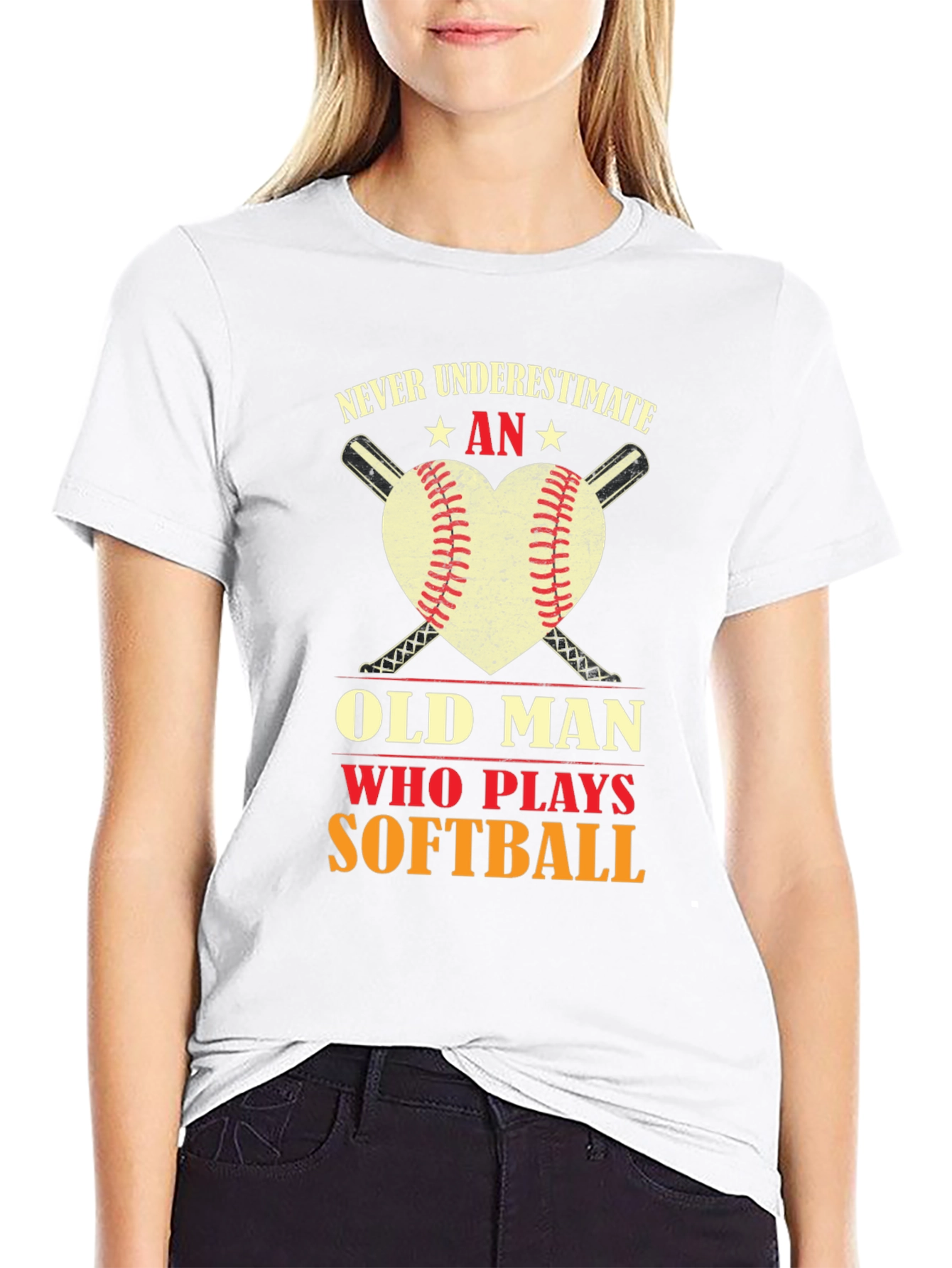 Never Underestimate An Old Man Who Plays Softball T-Shirt