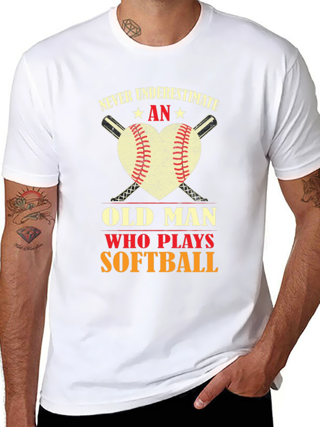 Never Underestimate An Old Man Who Plays Softball T-Shirt
