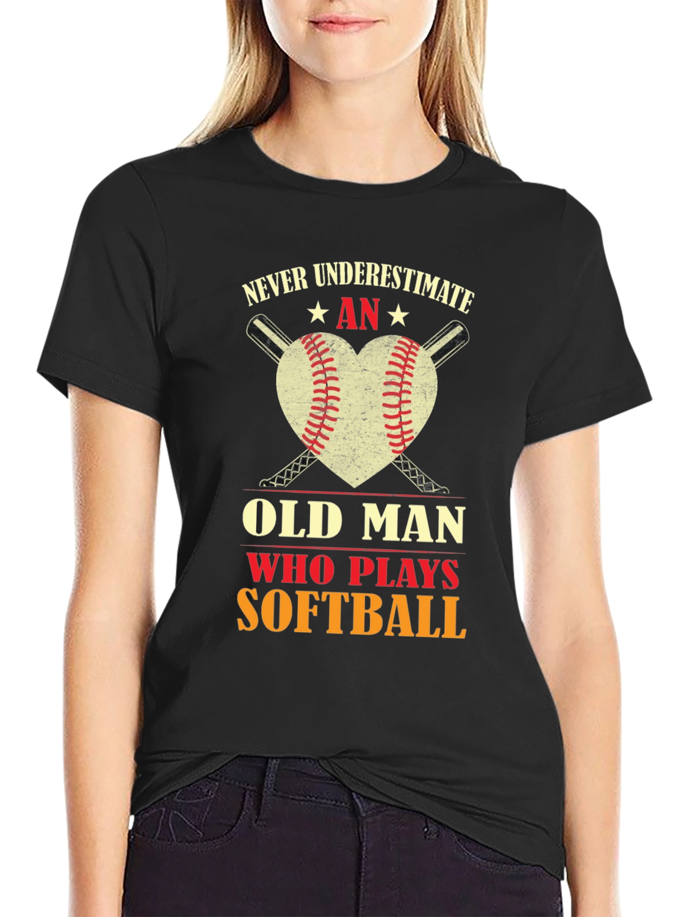 Never Underestimate An Old Man Who Plays Softball T-Shirt