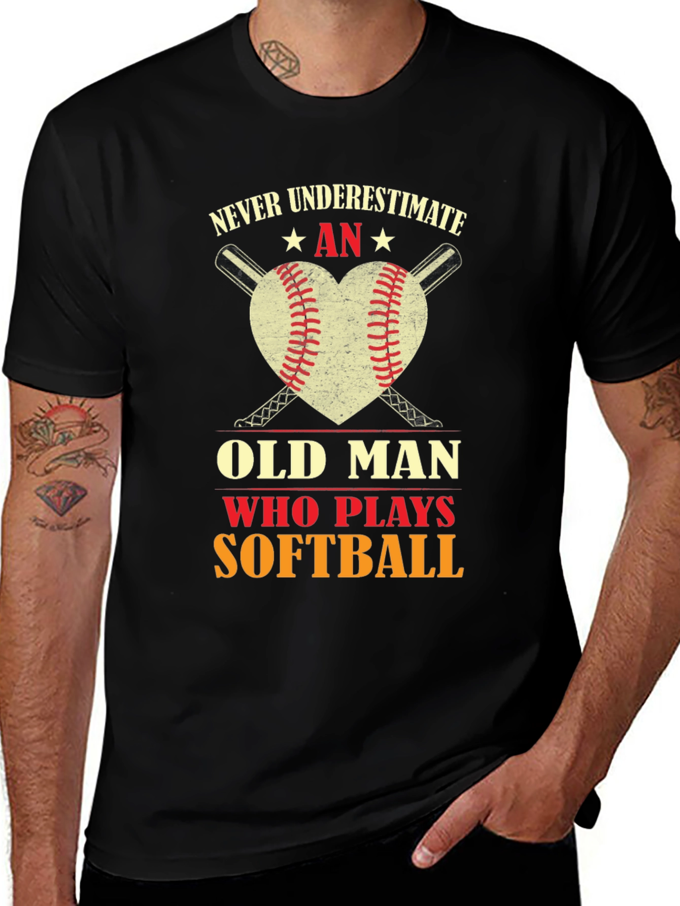 Never Underestimate An Old Man Who Plays Softball T-Shirt