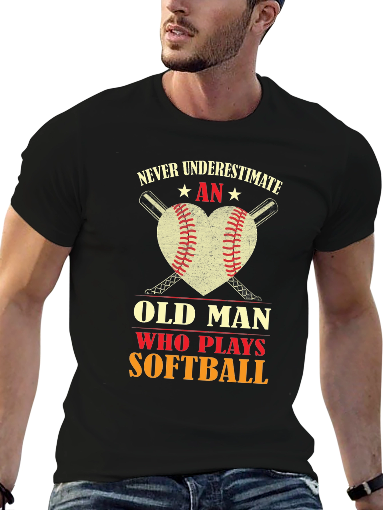 Never Underestimate An Old Man Who Plays Softball T-Shirt