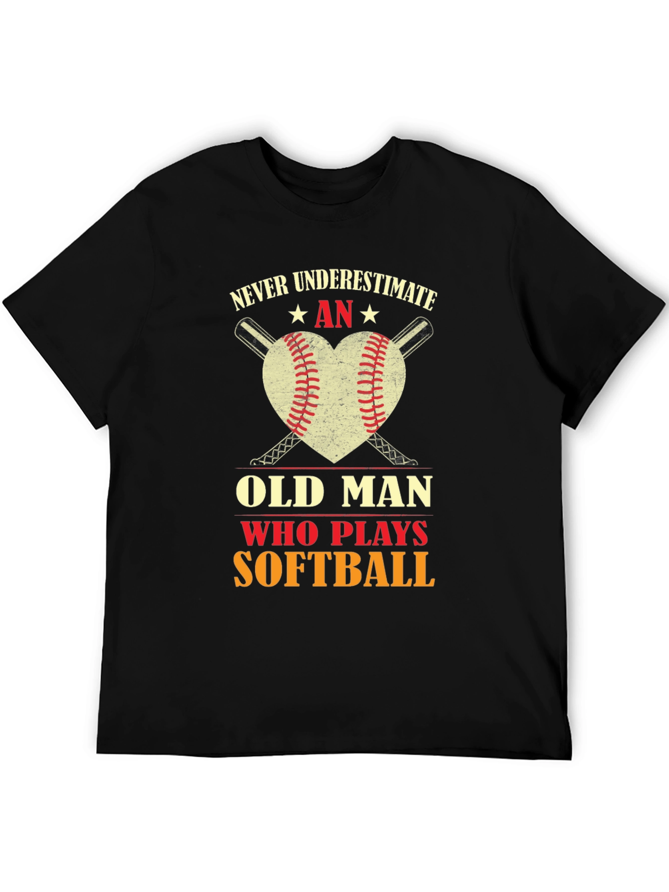 Never Underestimate An Old Man Who Plays Softball T-Shirt